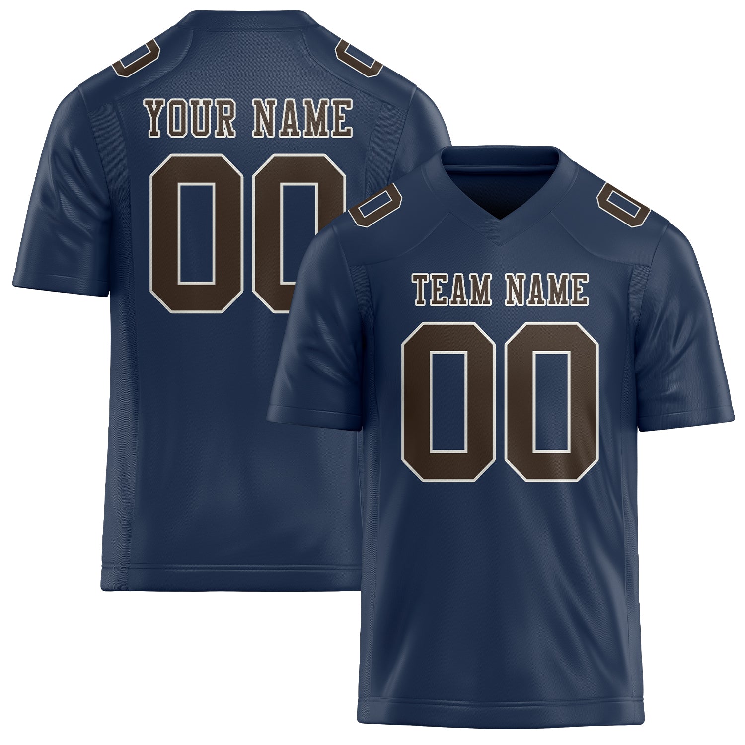 Maßgeschneidertes Professionelles Marineblau Braun Rugbytrikot