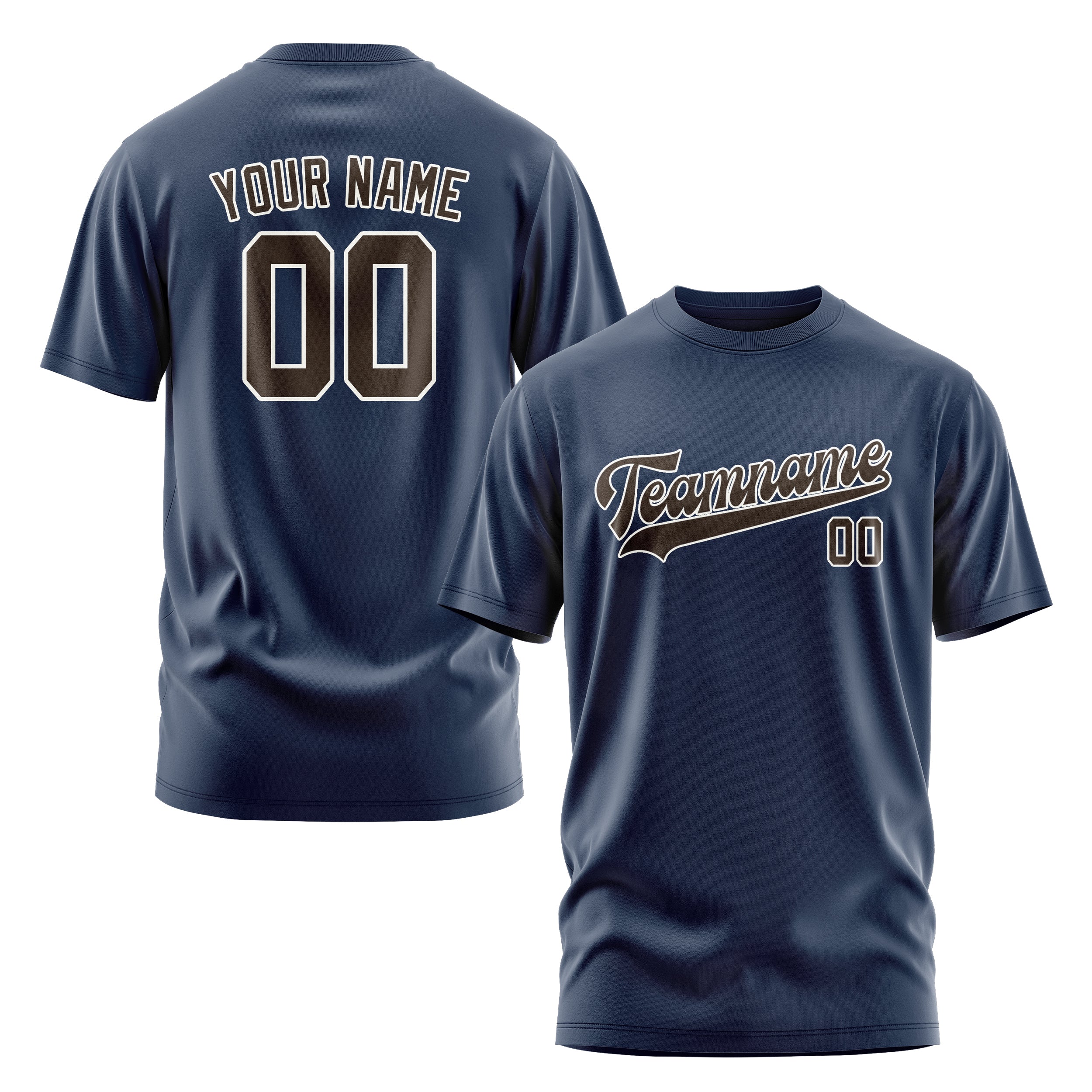 Maßgeschneidertes Marineblau Braun T-Shirt