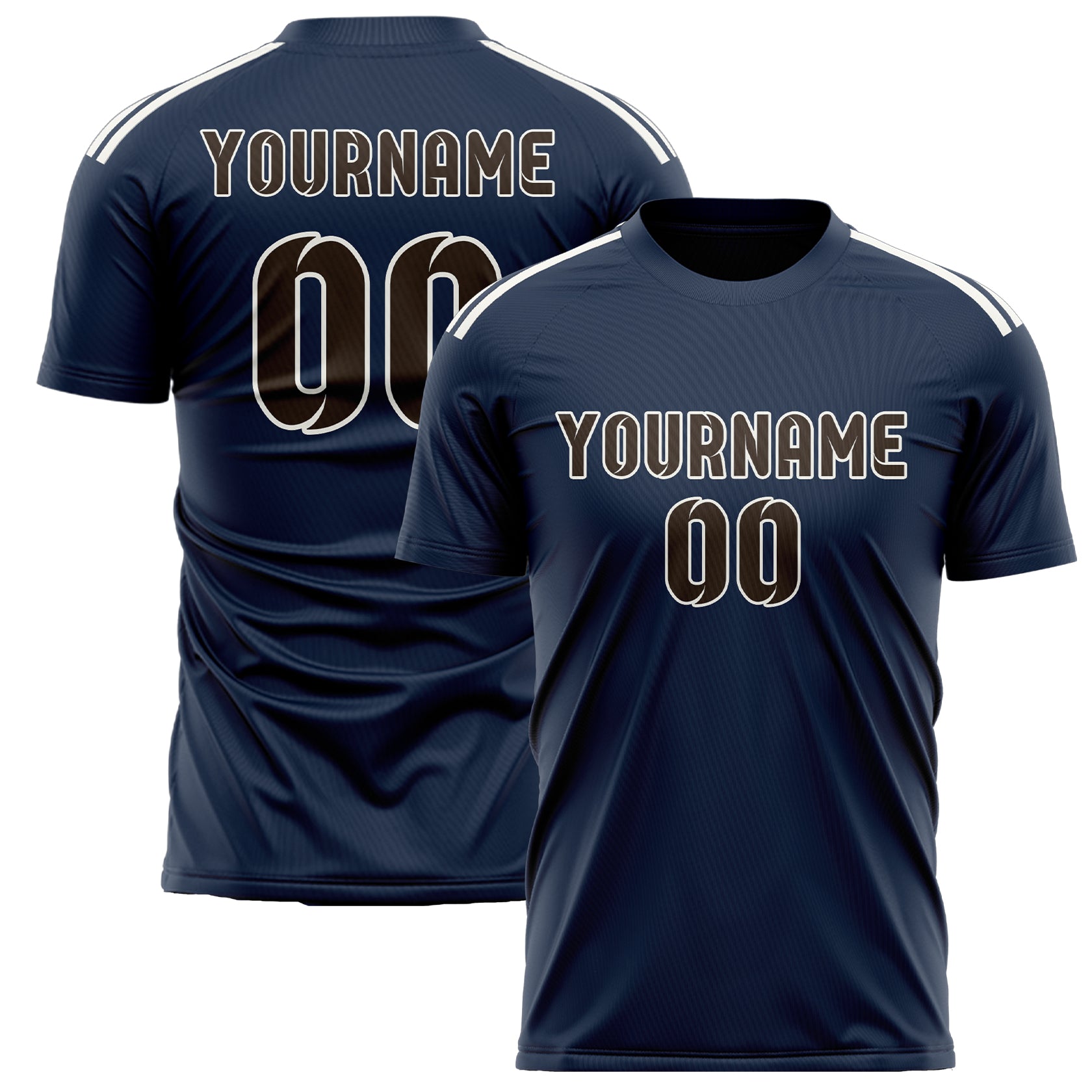 Benutzerdefiniertes Professionelles Marineblau Braun Fußballtrikot