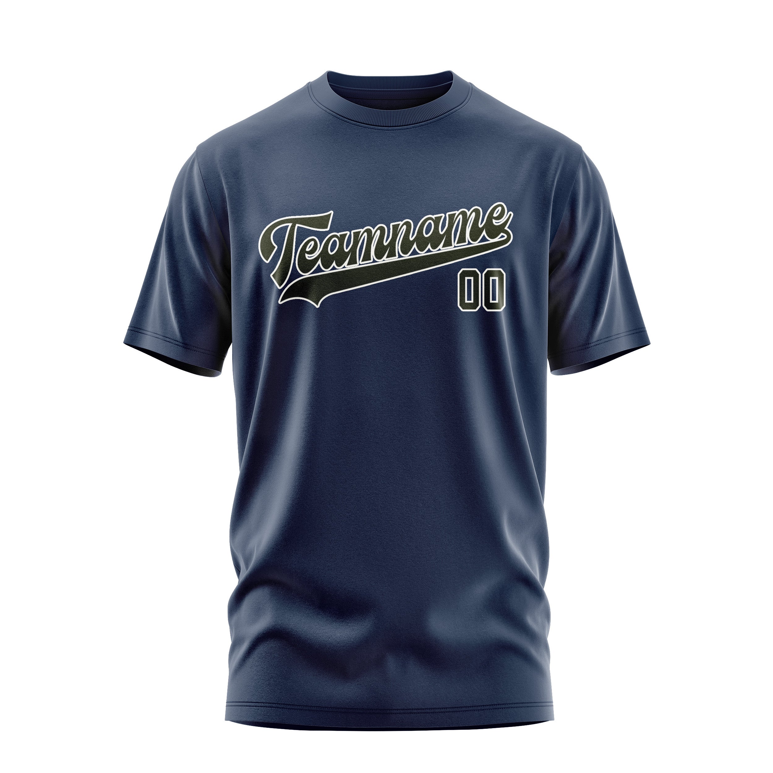 Maßgeschneidertes Marineblau Dunkles Oliv T-Shirt