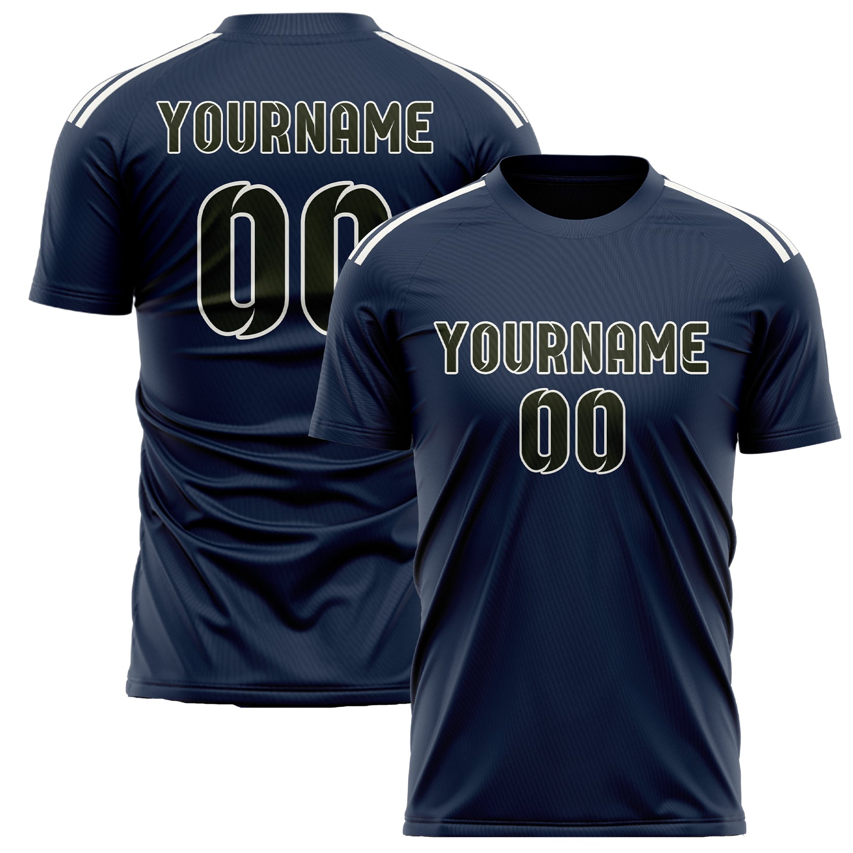 Benutzerdefiniertes Professionelles Marineblau Dunkles Oliv Fußballtrikot