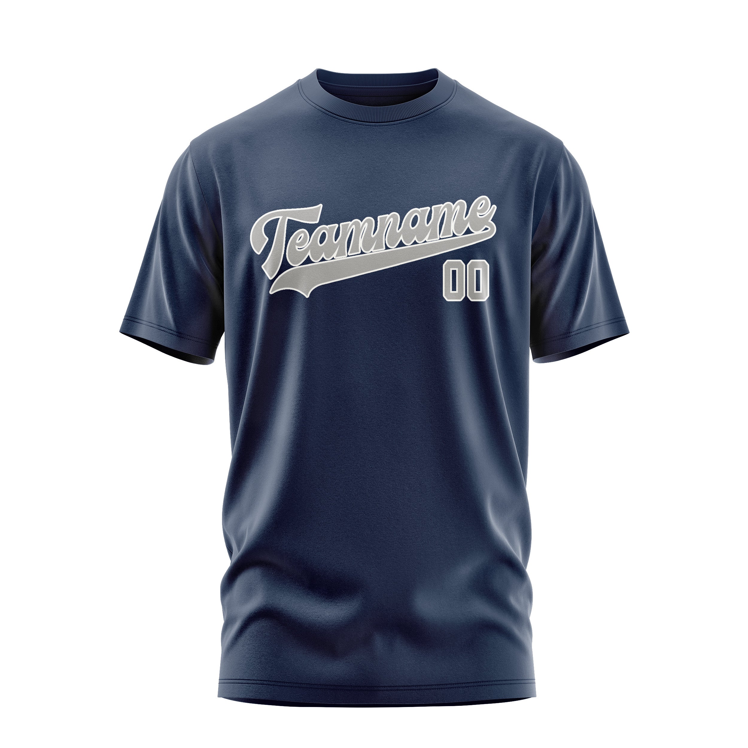 Maßgeschneidertes Marineblau Grau T-Shirt
