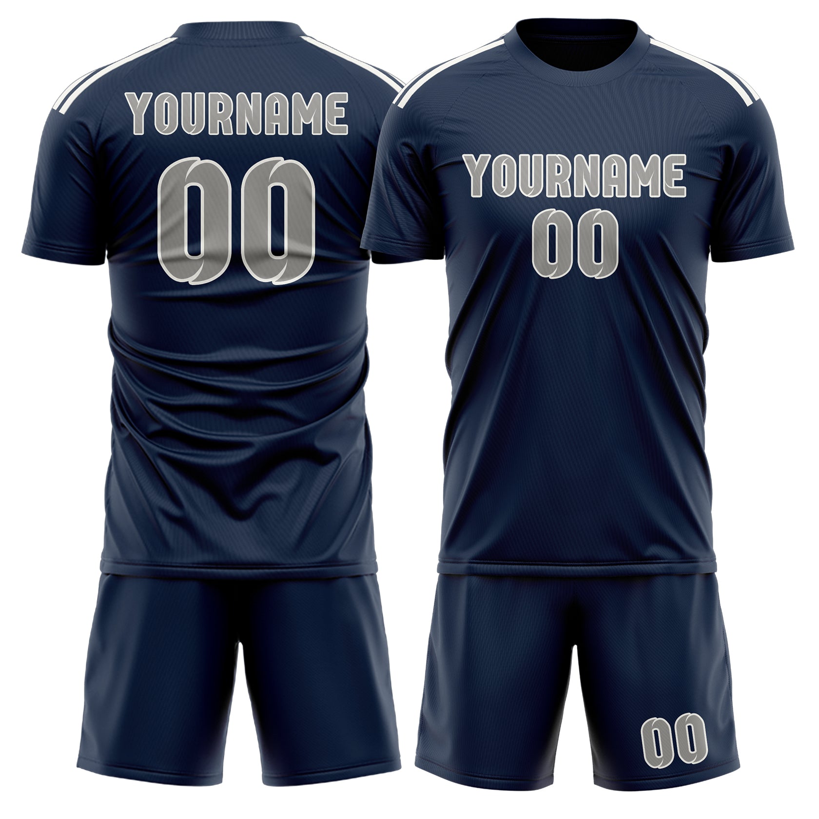 Maßgeschneidertes Professionelles Marineblau Grau Fußballtrikot-Set