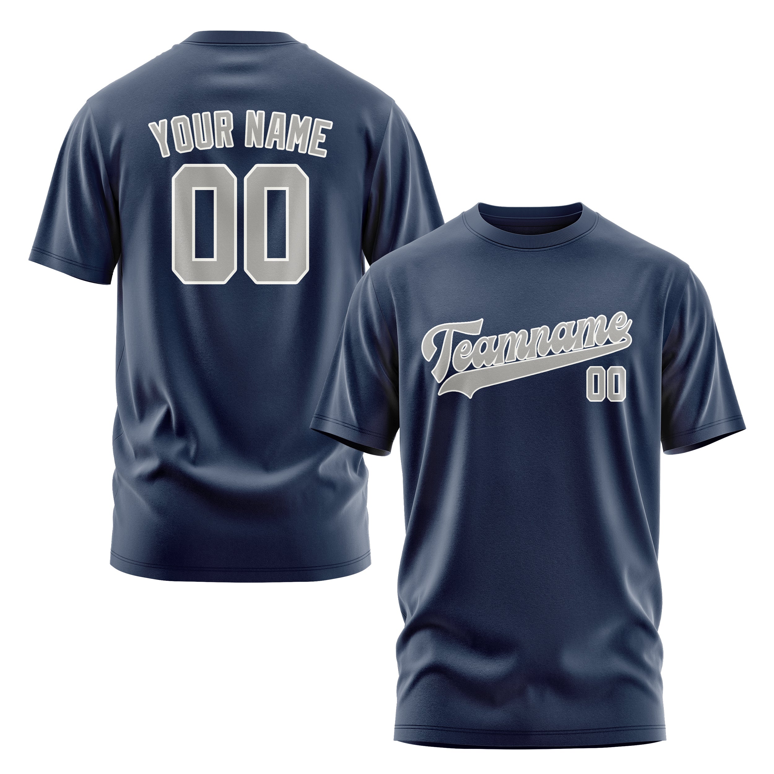 Maßgeschneidertes Marineblau Grau T-Shirt