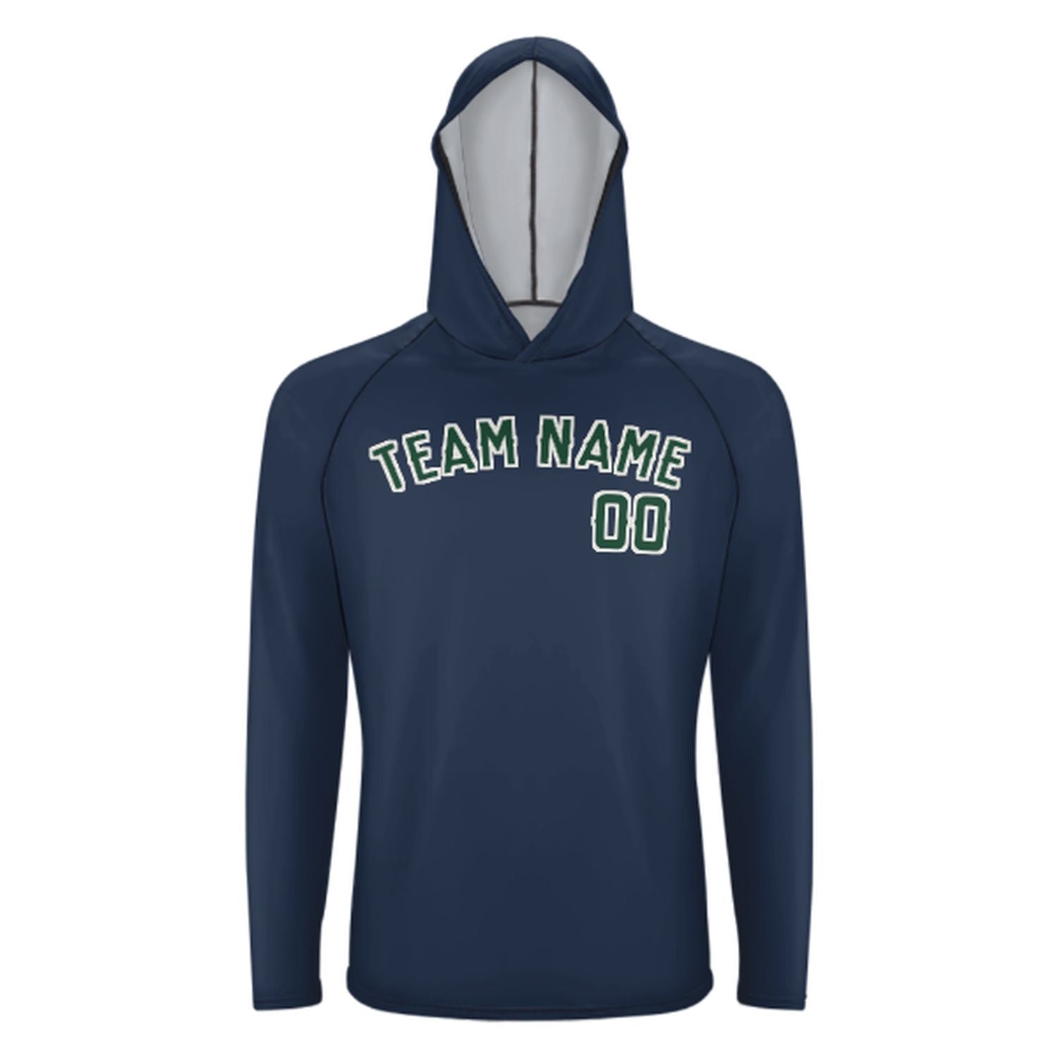 Maßgeschneidertes Marineblau Moosgrün UV-Hoodie