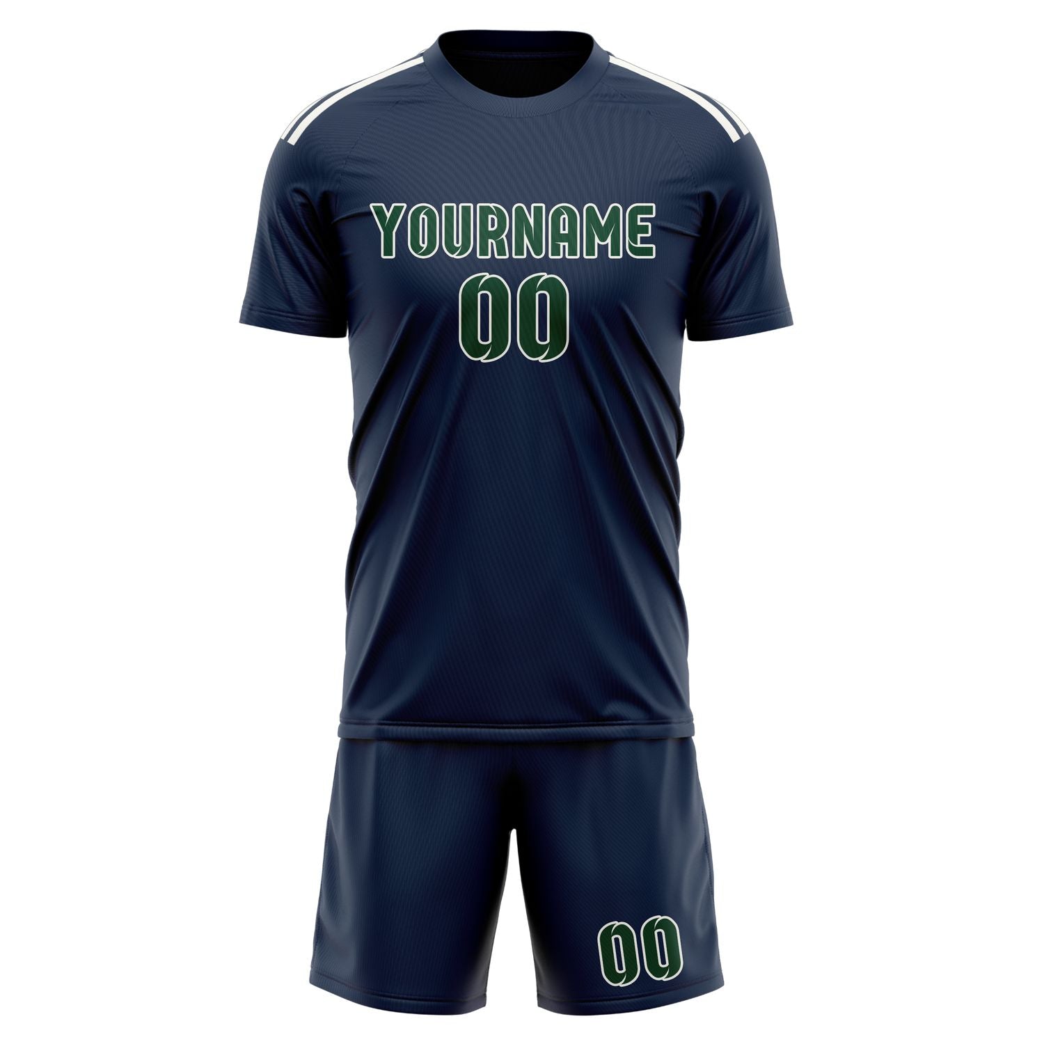 Maßgeschneidertes Professionelles Marineblau Moosgrün Fußballtrikot-Set