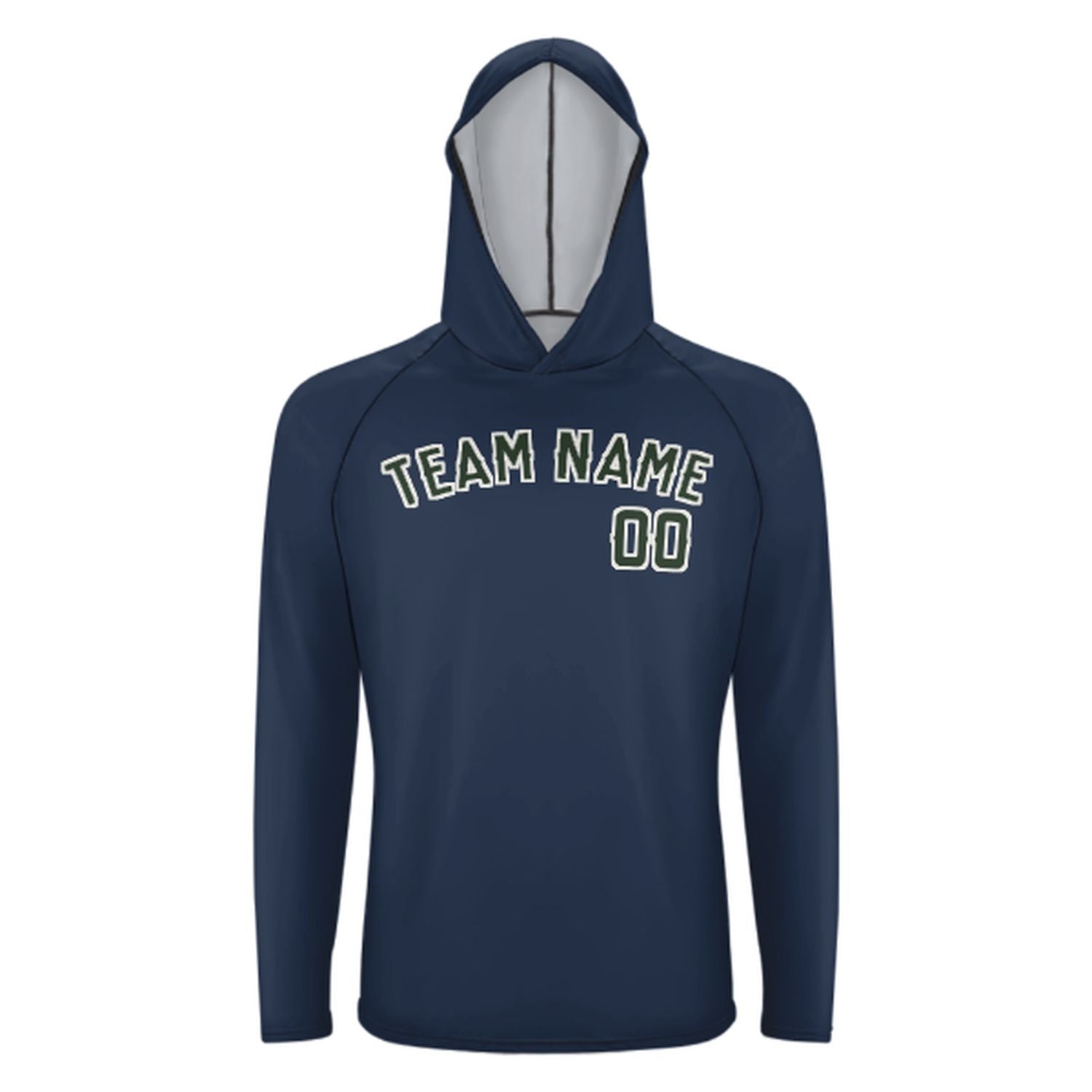 Maßgeschneidertes Marineblau Tannengrün UV-Hoodie