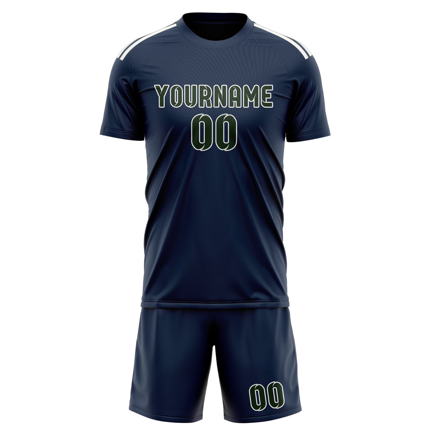 Maßgeschneidertes Professionelles Marineblau Tannengrün Fußballtrikot-Set