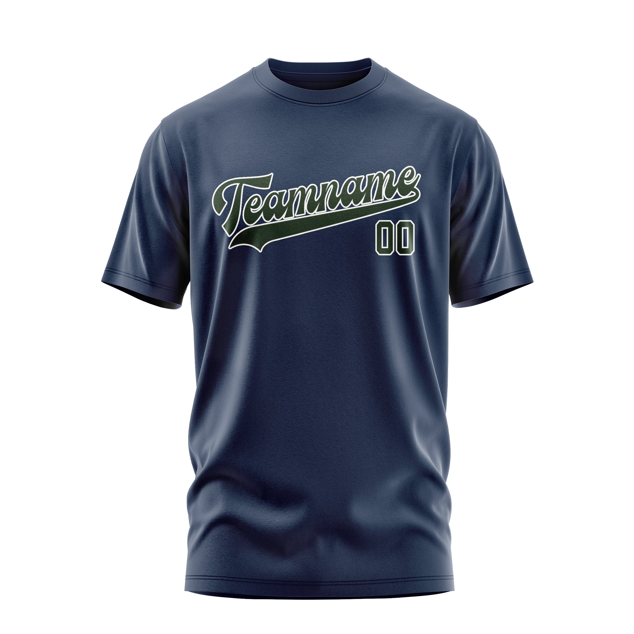 Maßgeschneidertes Marineblau Tannengrün T-Shirt