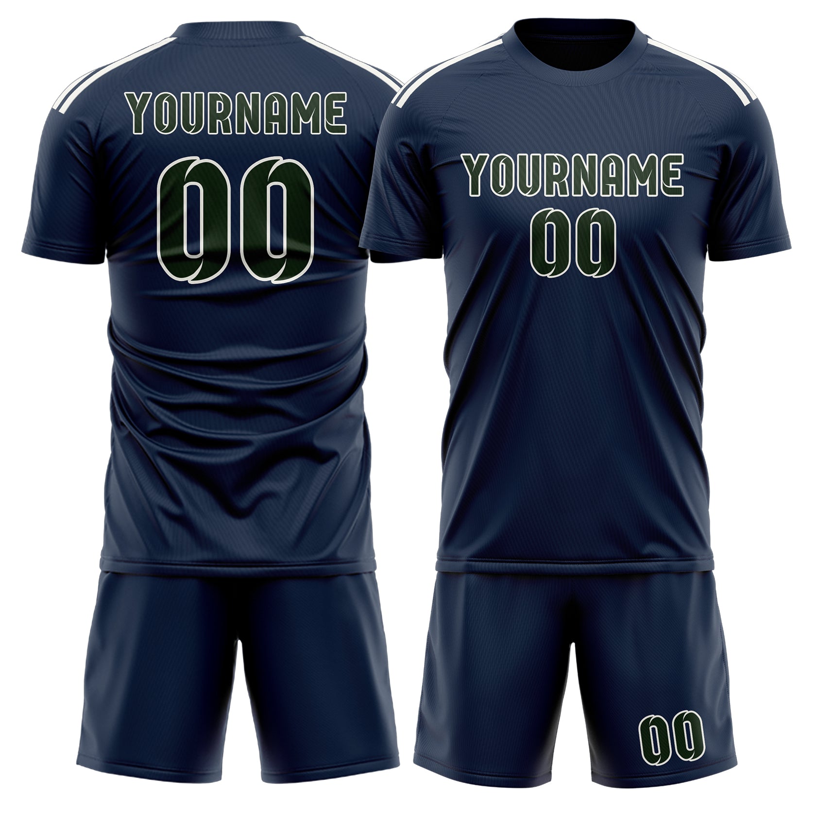 Maßgeschneidertes Professionelles Marineblau Tannengrün Fußballtrikot-Set