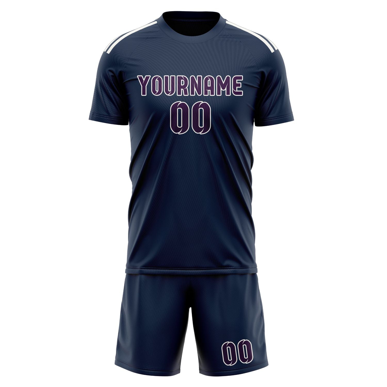 Maßgeschneidertes Professionelles Marineblau Lila Fußballtrikot-Set