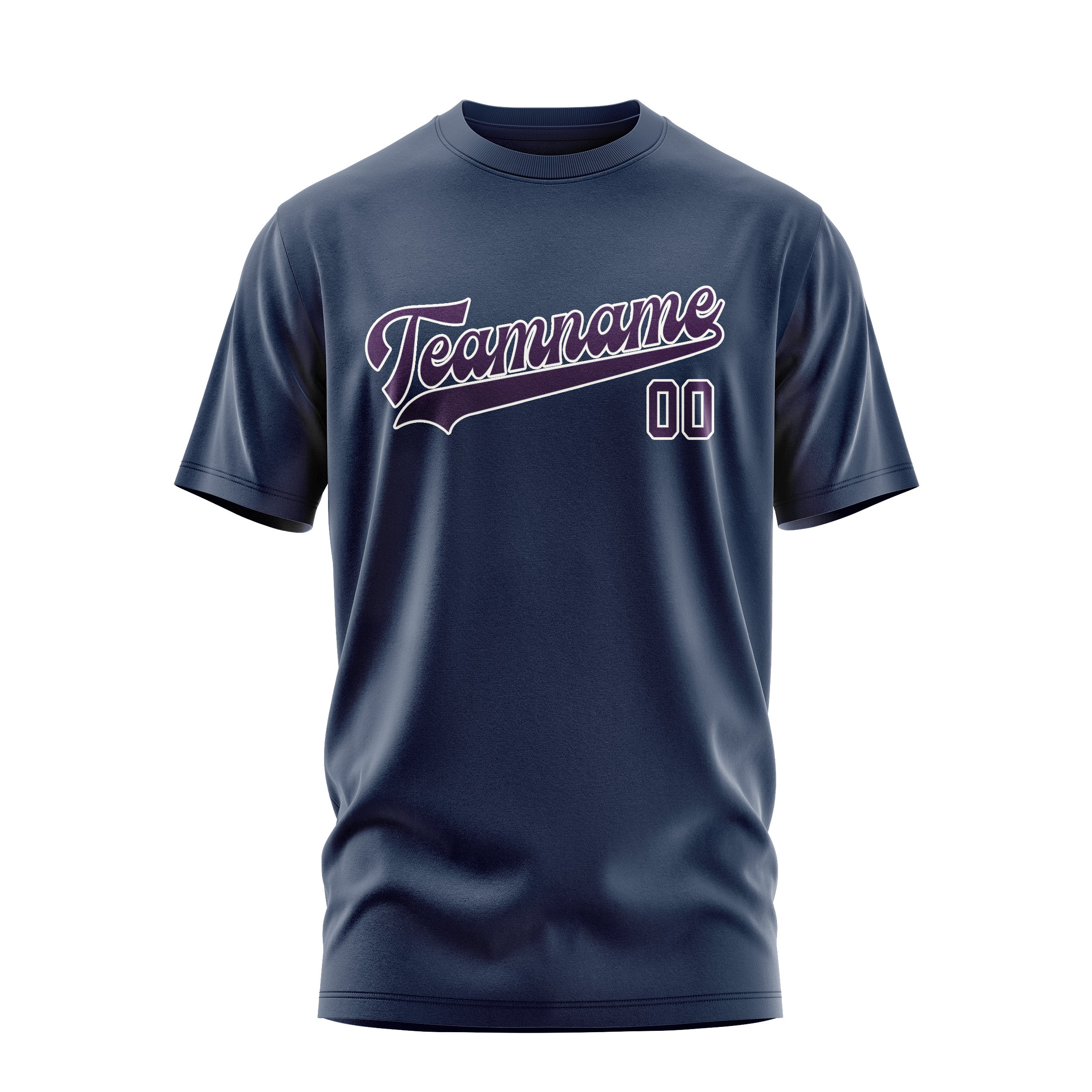 Maßgeschneidertes Marineblau Lila T-Shirt