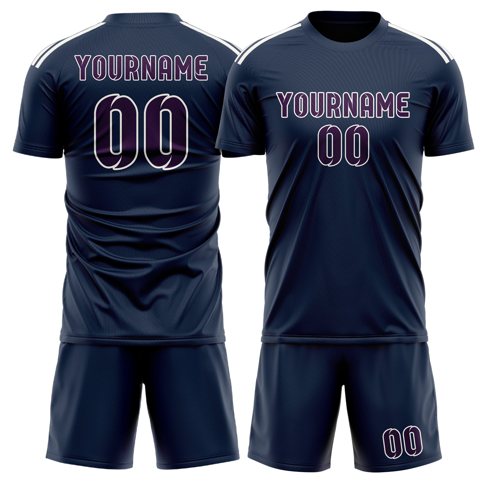 Maßgeschneidertes Professionelles Marineblau Lila Fußballtrikot-Set