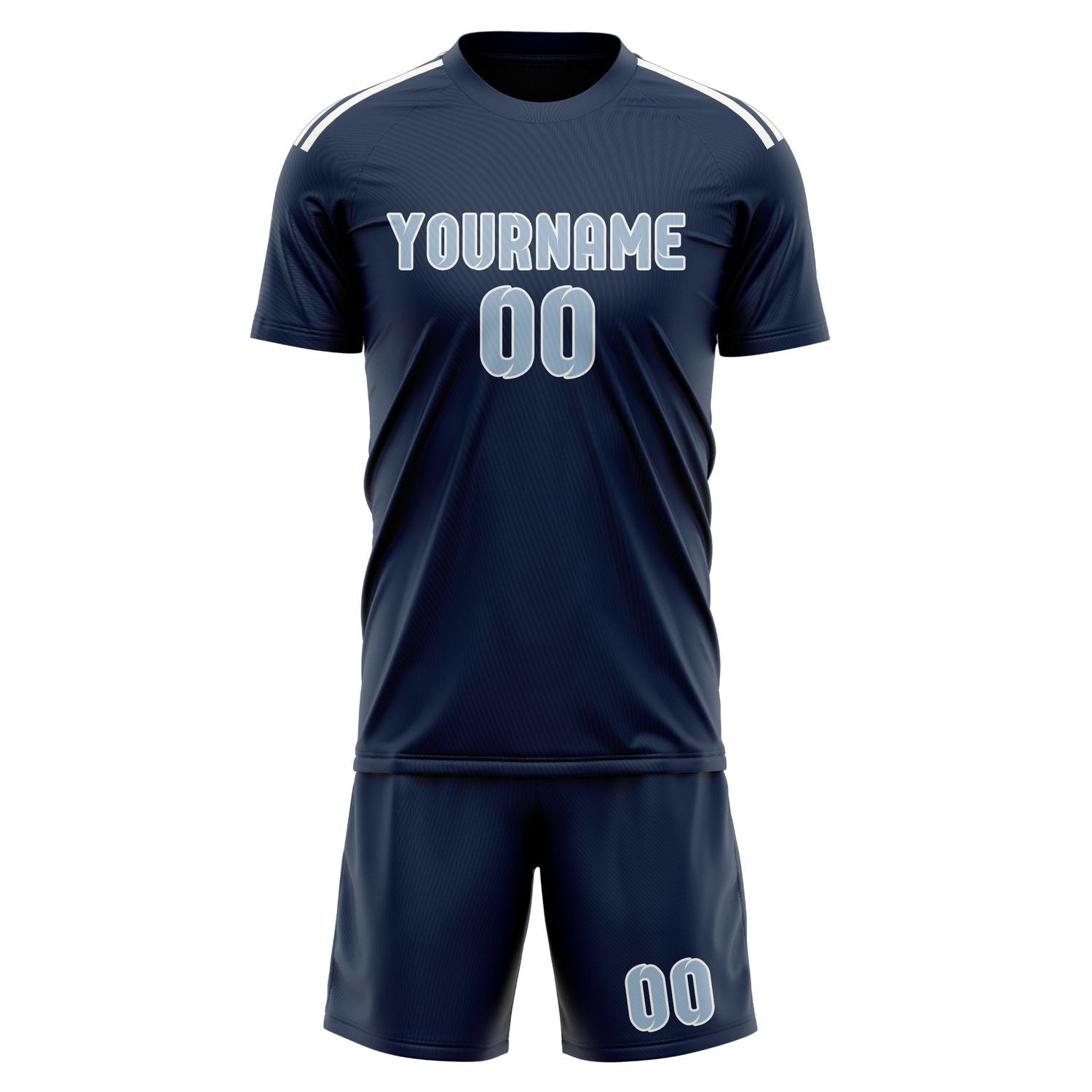 Maßgeschneidertes Professionelles Marineblau Hellblau Fußballtrikot-Set