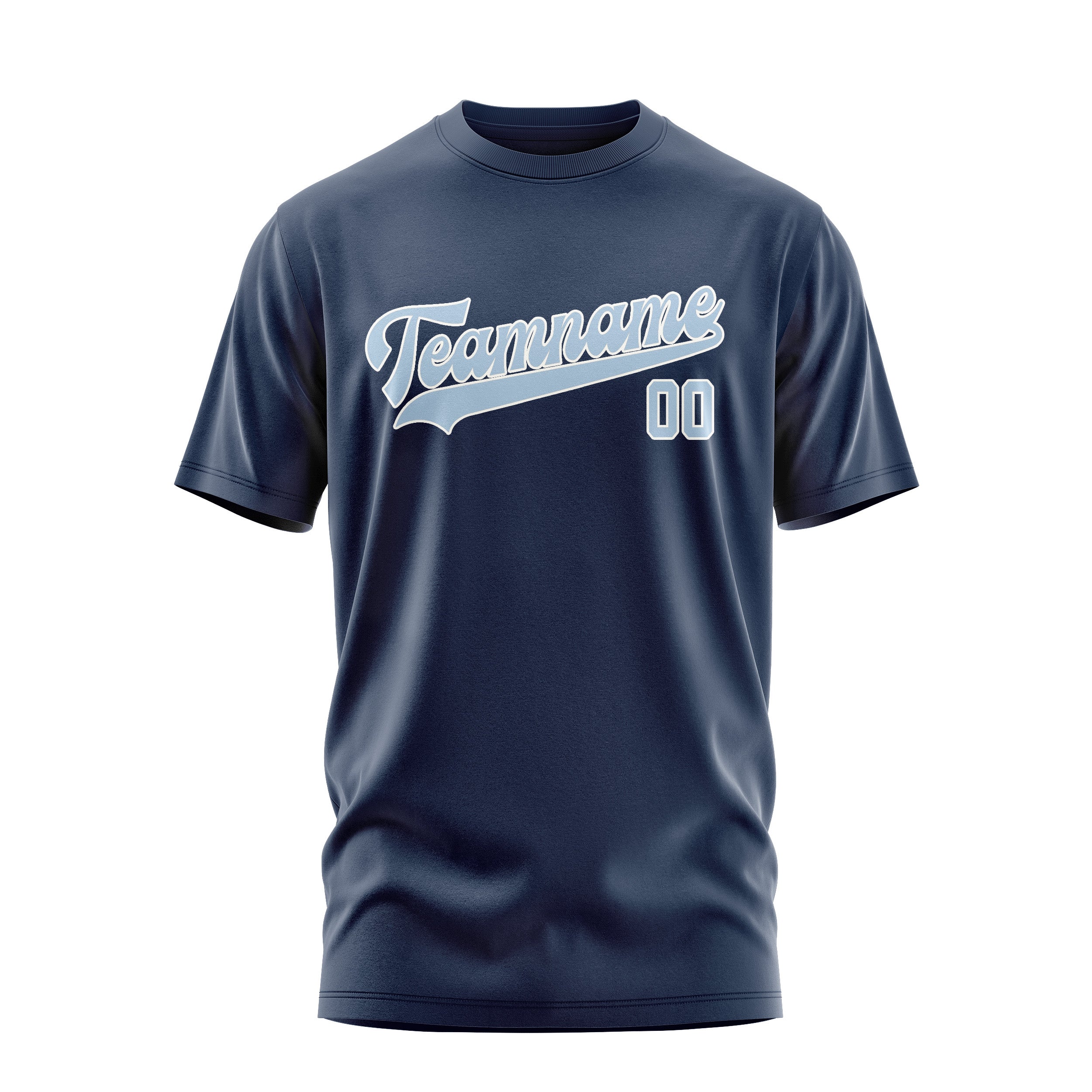 Maßgeschneidertes Marineblau Hellblau T-Shirt