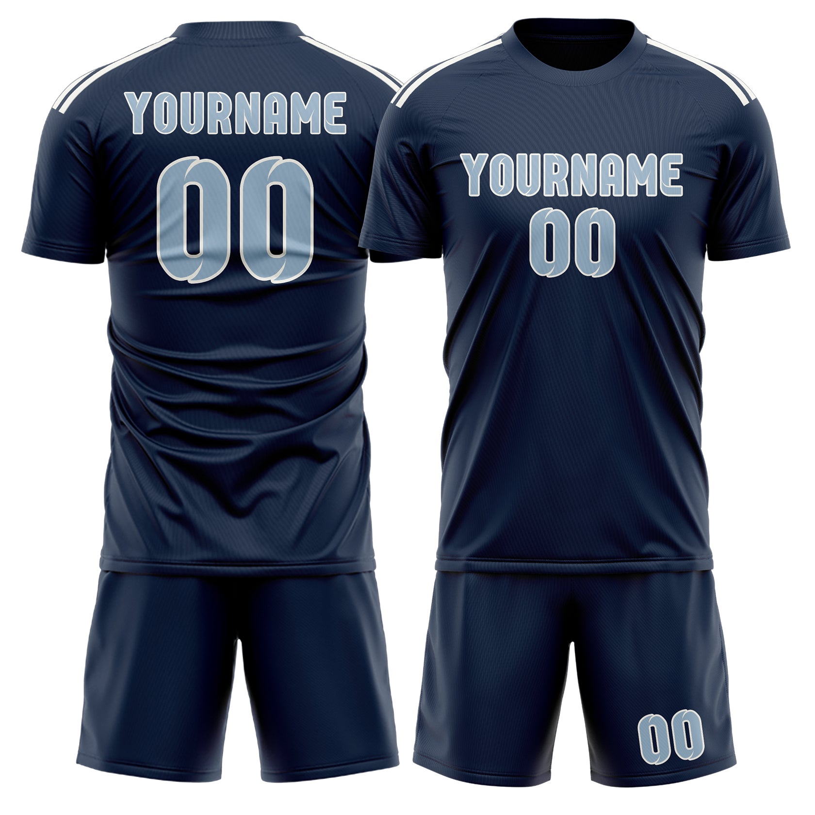 Maßgeschneidertes Professionelles Marineblau Hellblau Fußballtrikot-Set