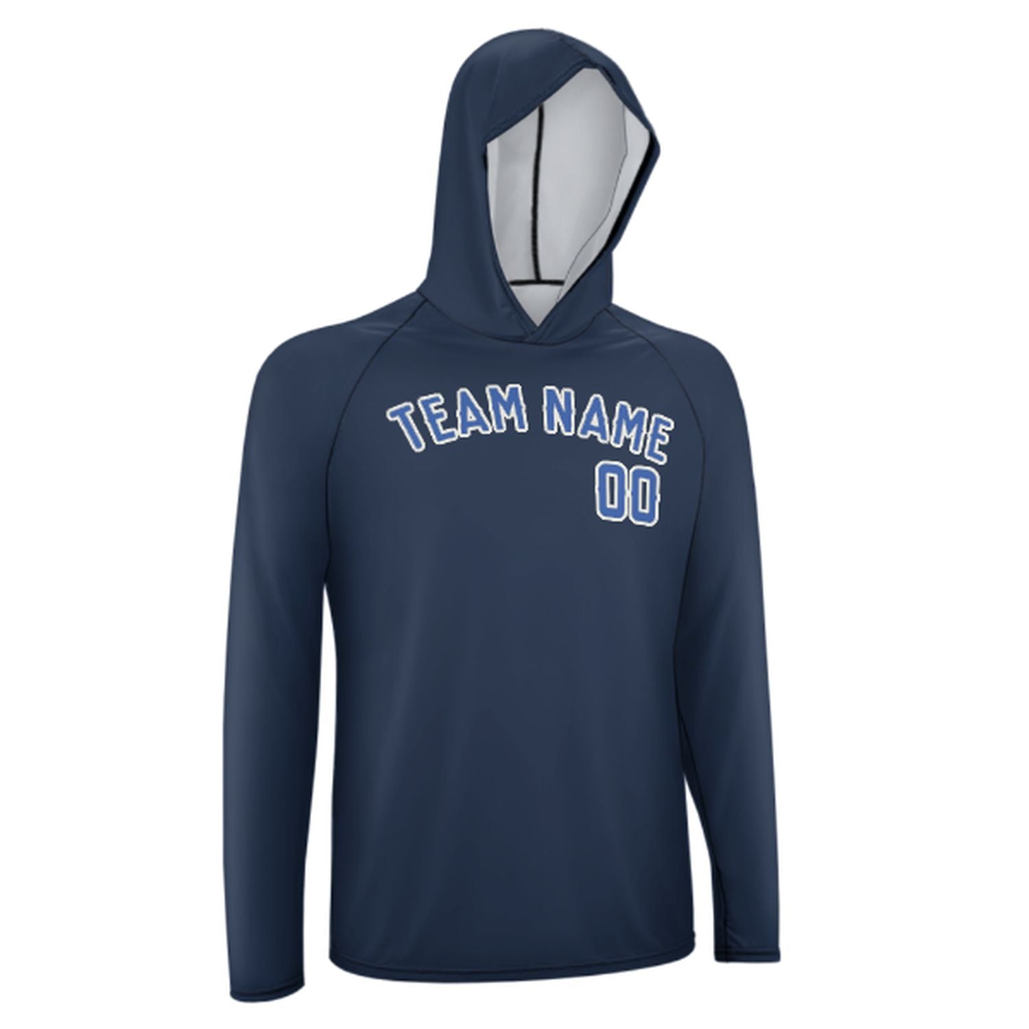 Maßgeschneidertes Marineblau Himmelblau UV-Hoodie