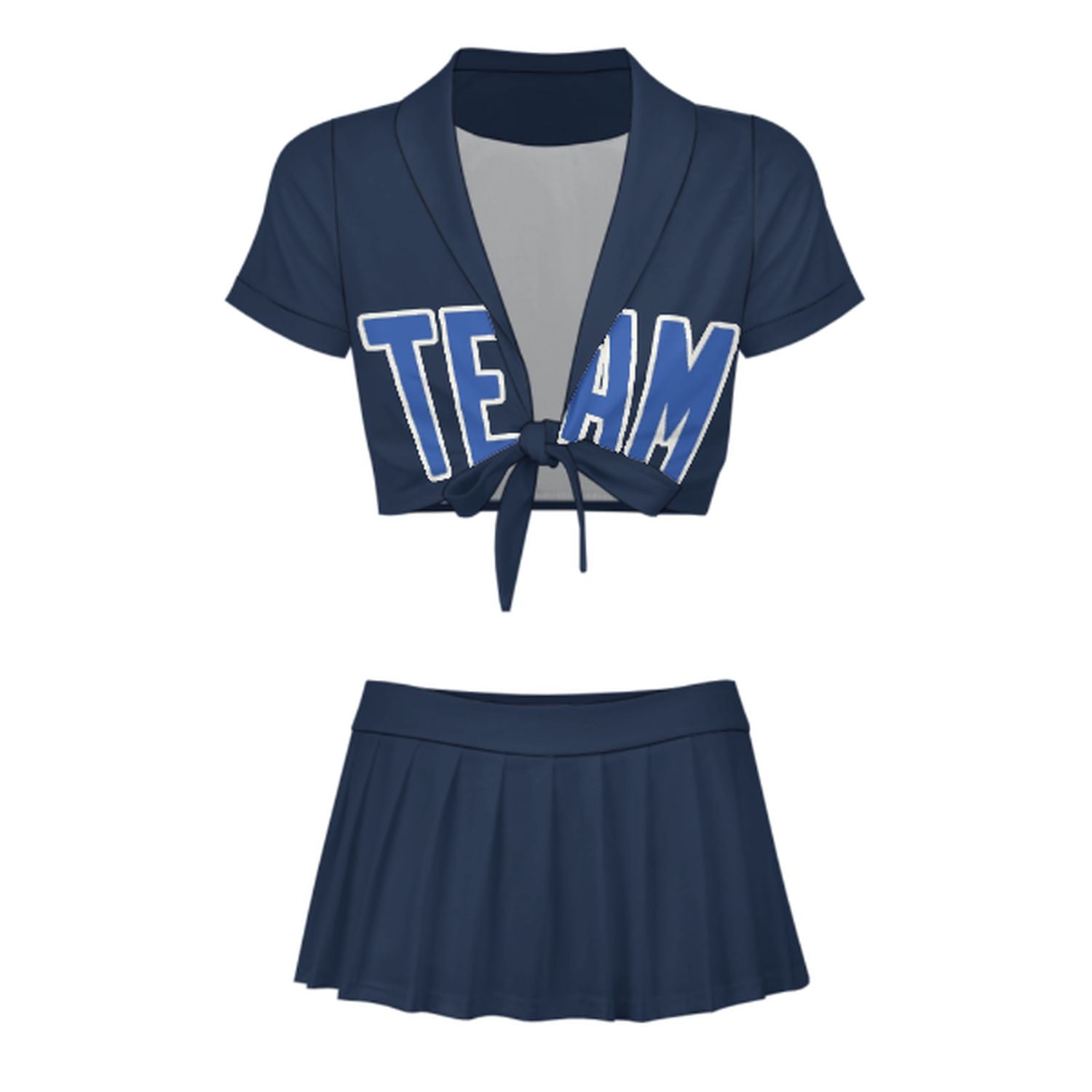 Completo da cheerleader personalizzato blu navy e azzurro cielo