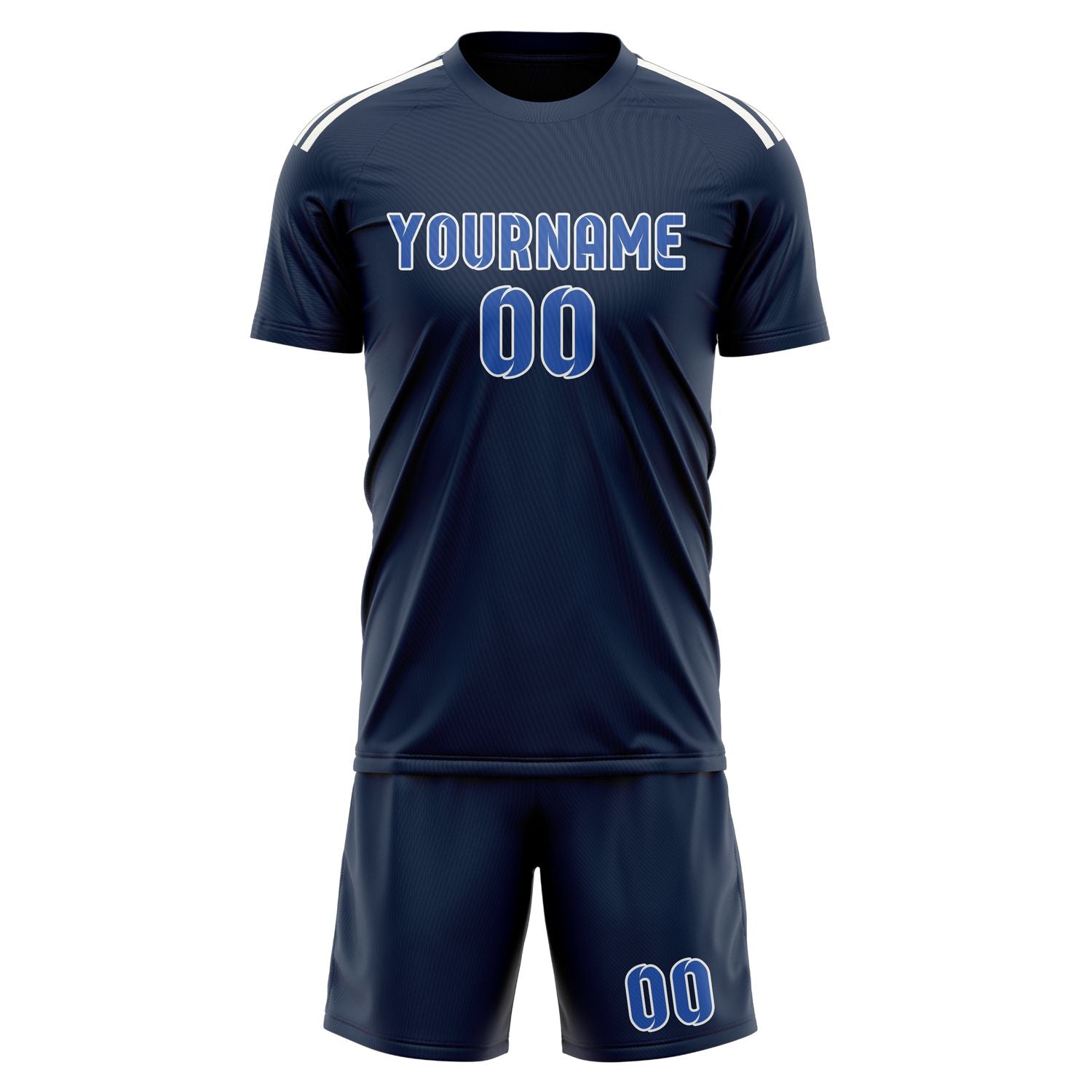 Maßgeschneidertes Professionelles Marineblau Himmelblau Fußballtrikot-Set