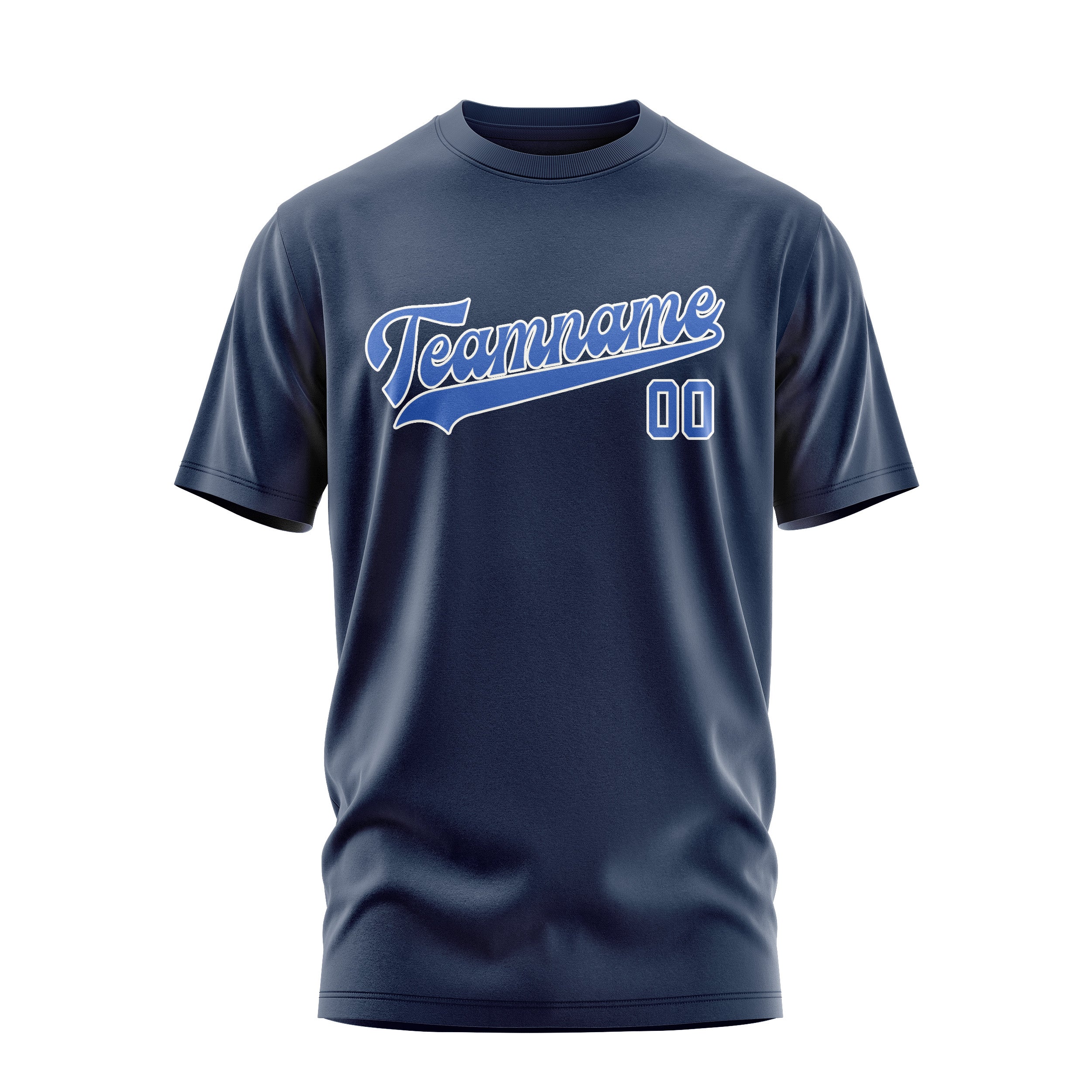 Maßgeschneidertes Marineblau Himmelblau T-Shirt