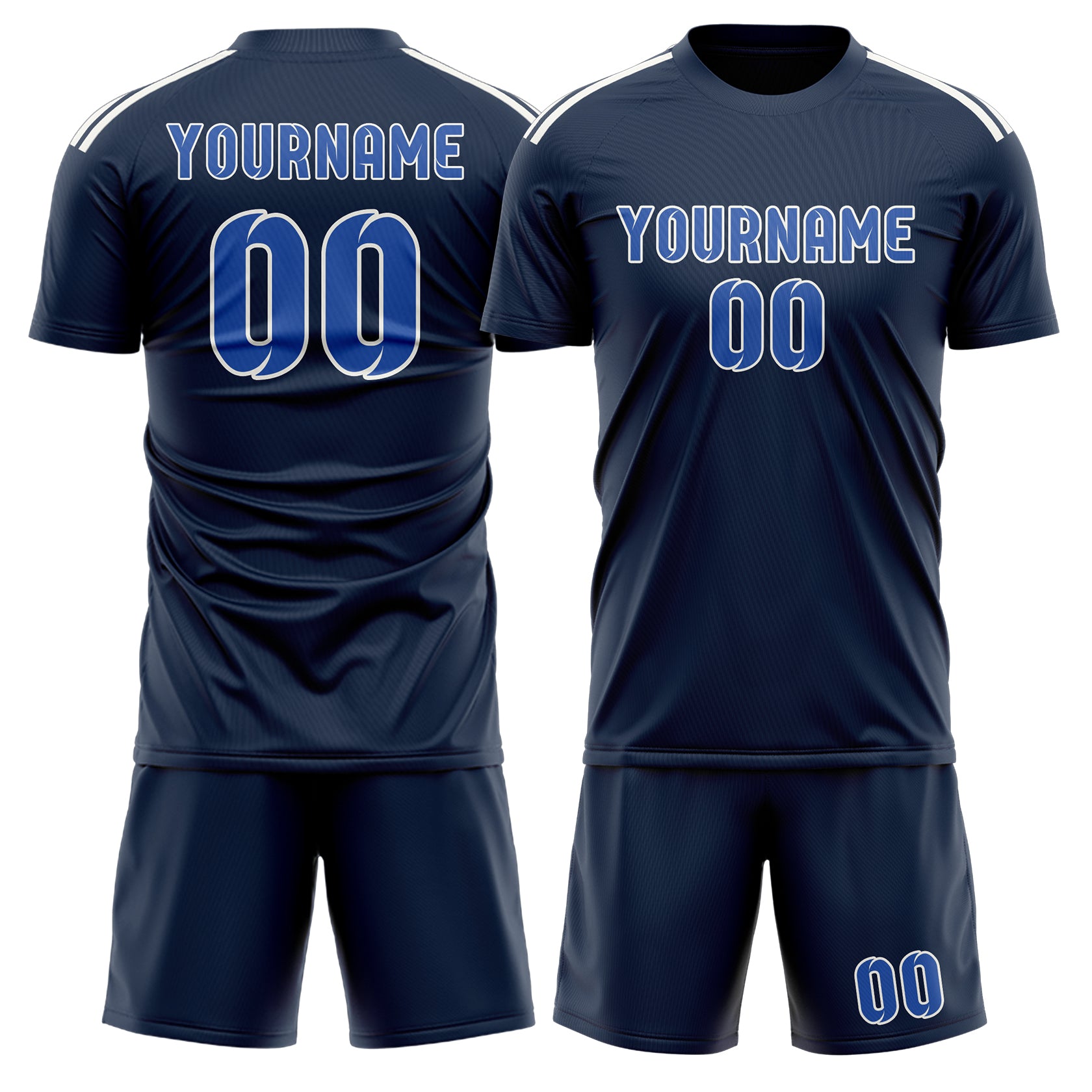 Maßgeschneidertes Professionelles Marineblau Himmelblau Fußballtrikot-Set