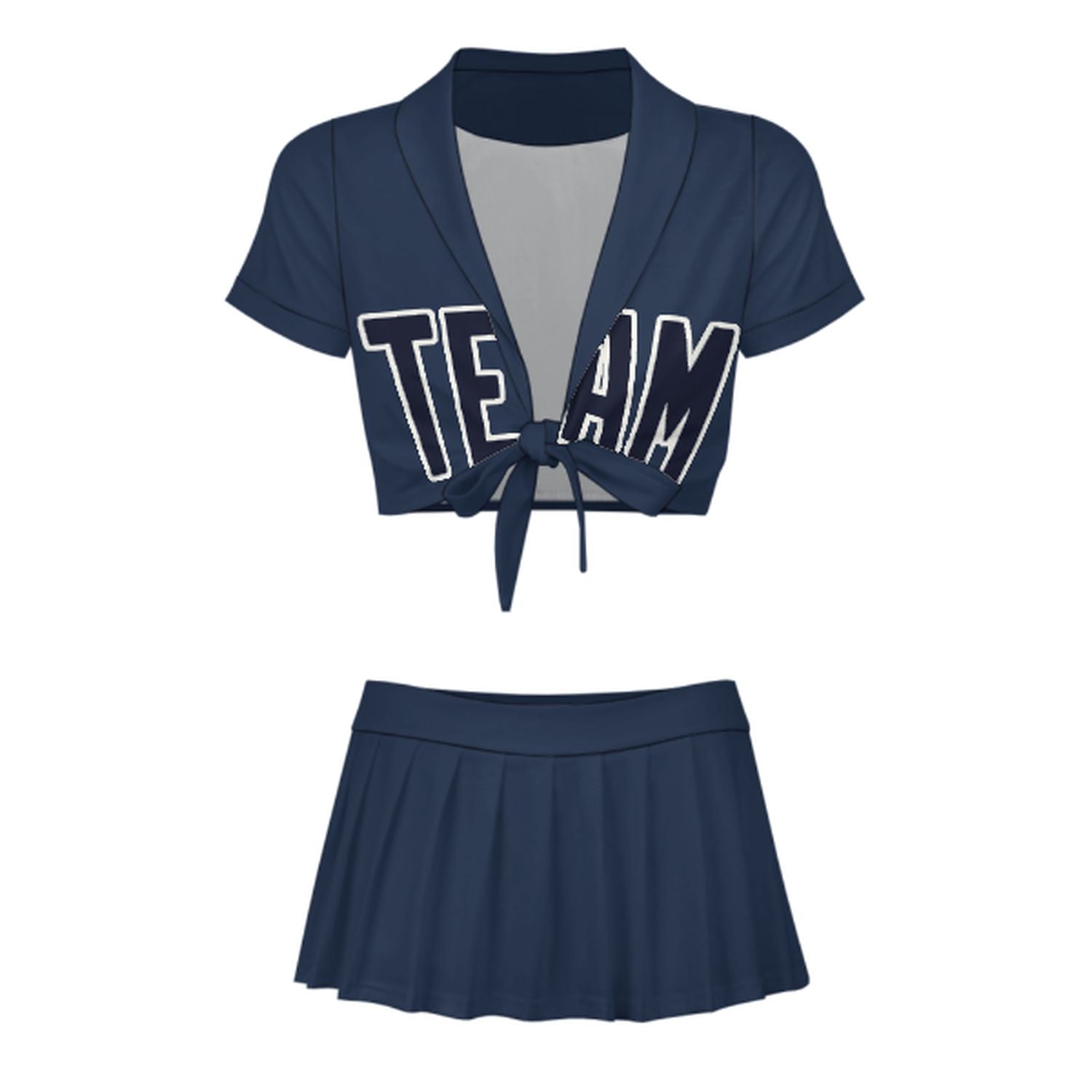 Completo da cheerleader personalizzato blu navy e blu acciaio