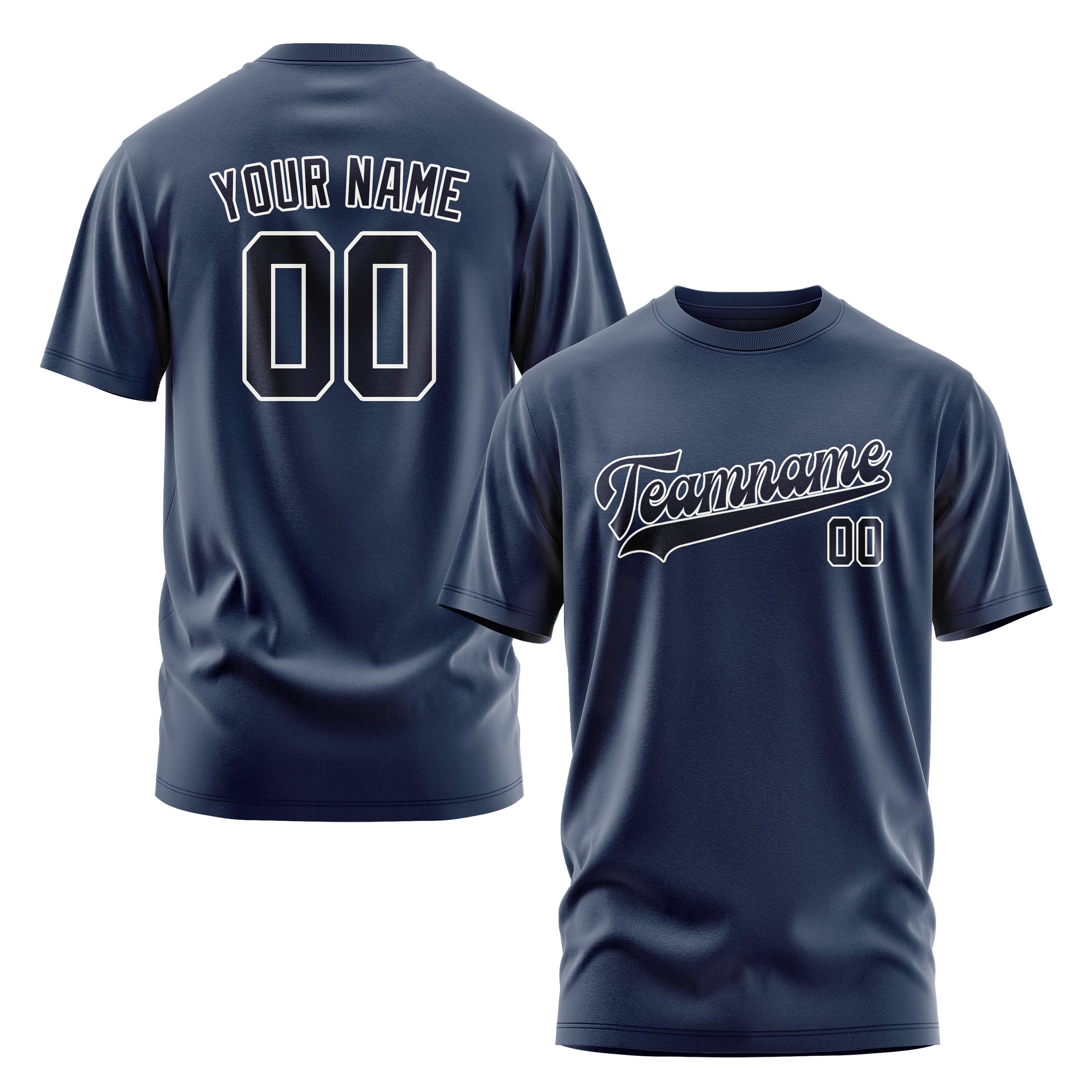 Maßgeschneidertes Marineblau Stahlblau T-Shirt
