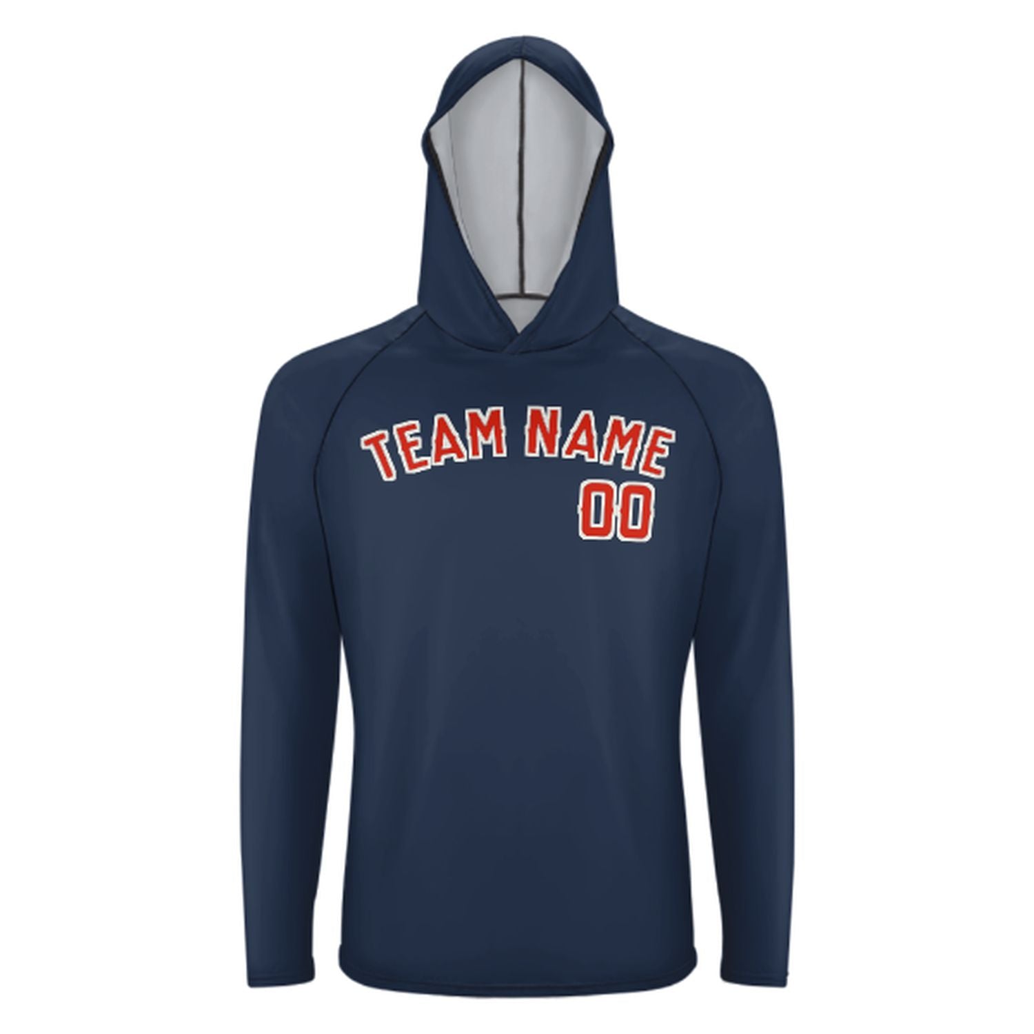 Maßgeschneidertes Marineblau Orangerot UV-Hoodie