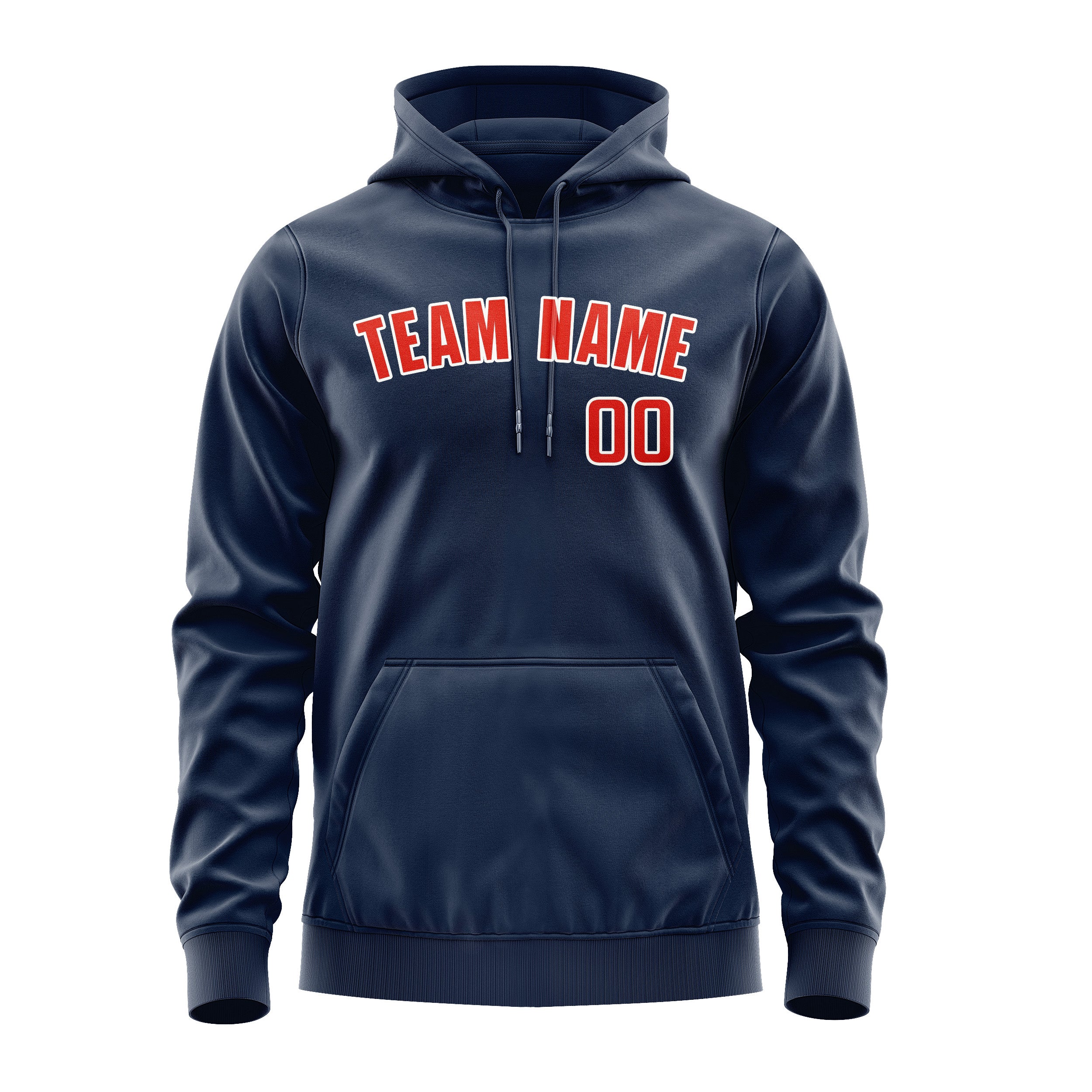 Maßgeschneidertes Marineblau Orangerot Hoodie