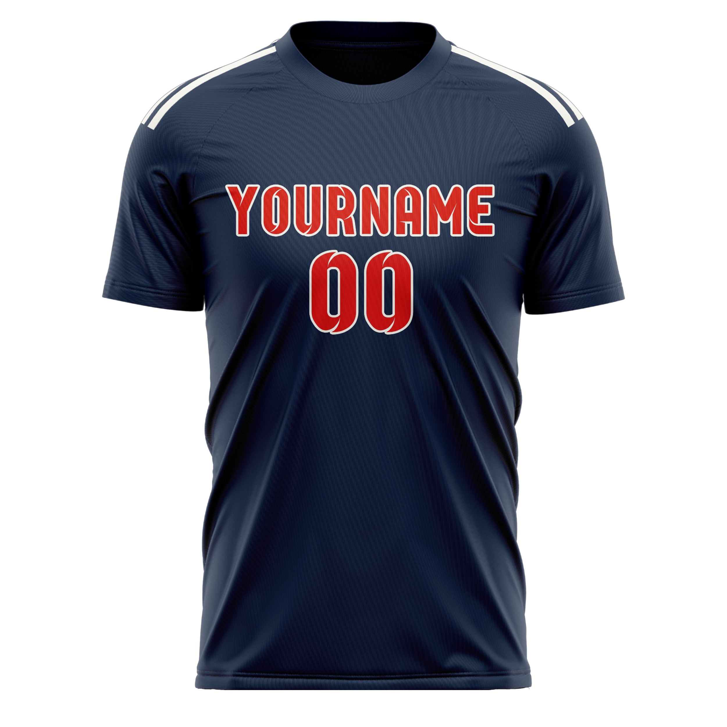 Benutzerdefiniertes Professionelles Marineblau Orangerot Fußballtrikot
