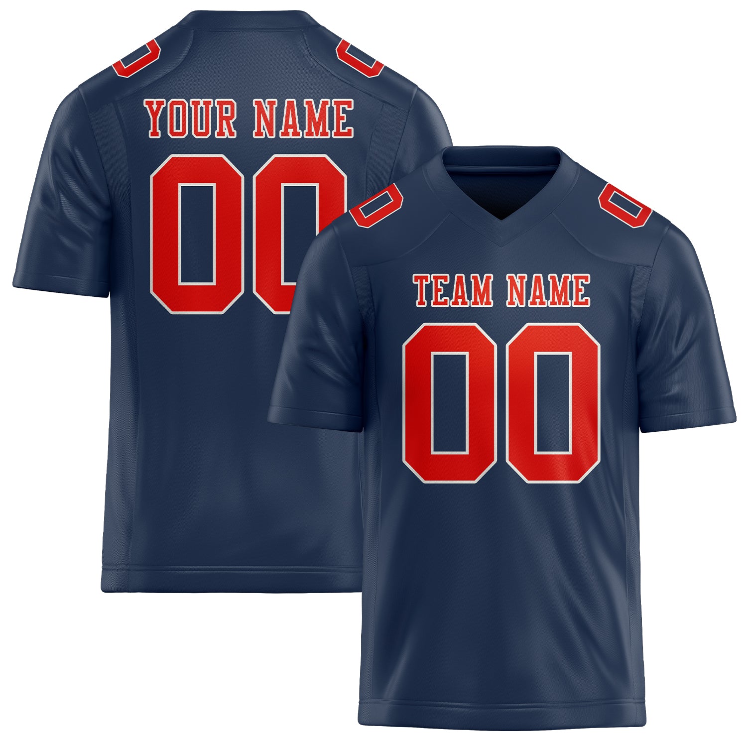 Maßgeschneidertes Professionelles Marineblau Orangerot Rugbytrikot