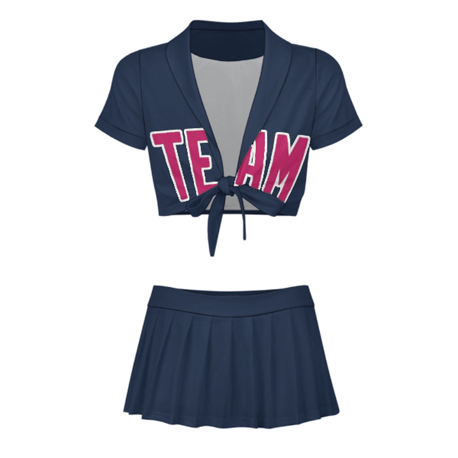 Completo da cheerleader personalizzato blu navy e rosa