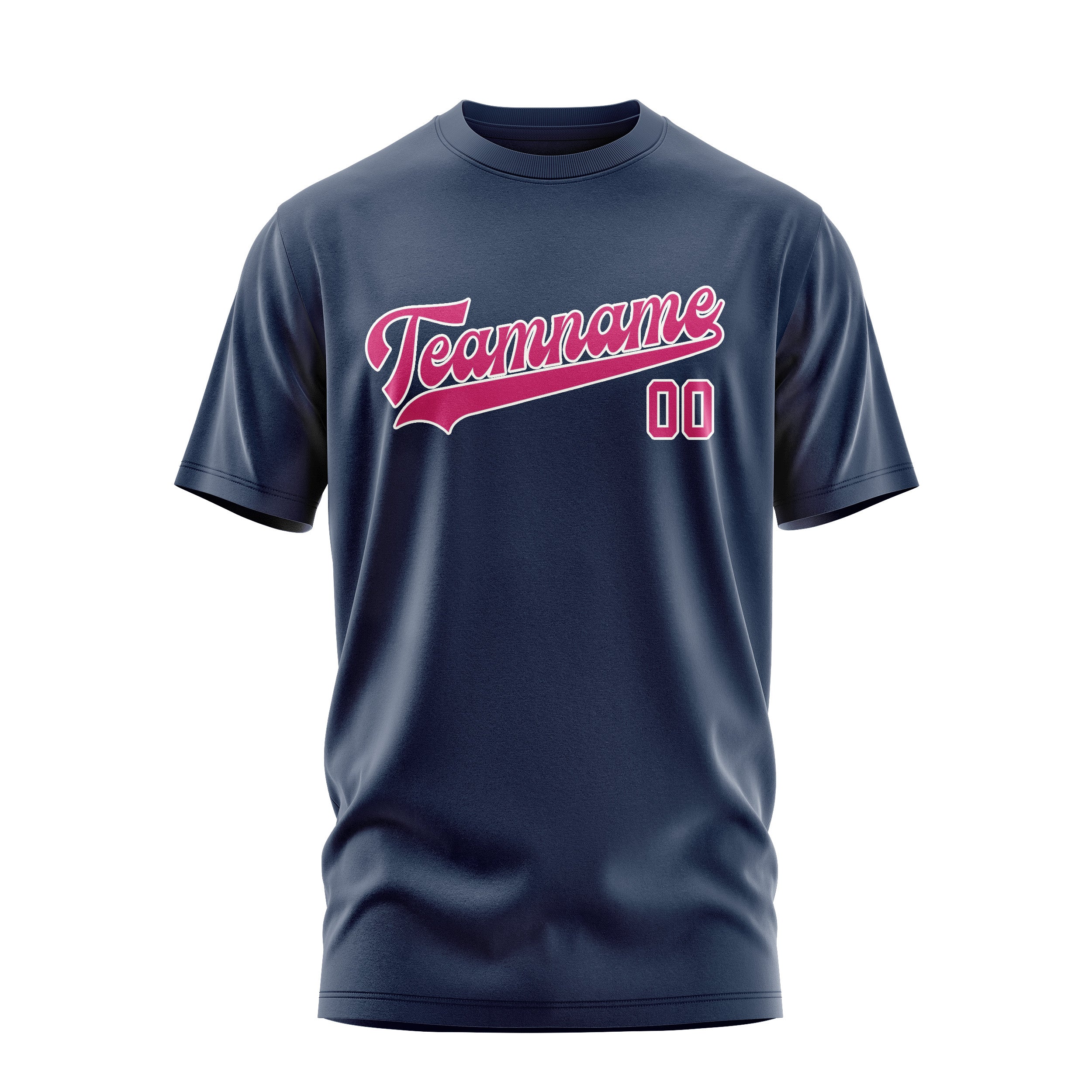 Maßgeschneidertes Marineblau Rosarot T-Shirt