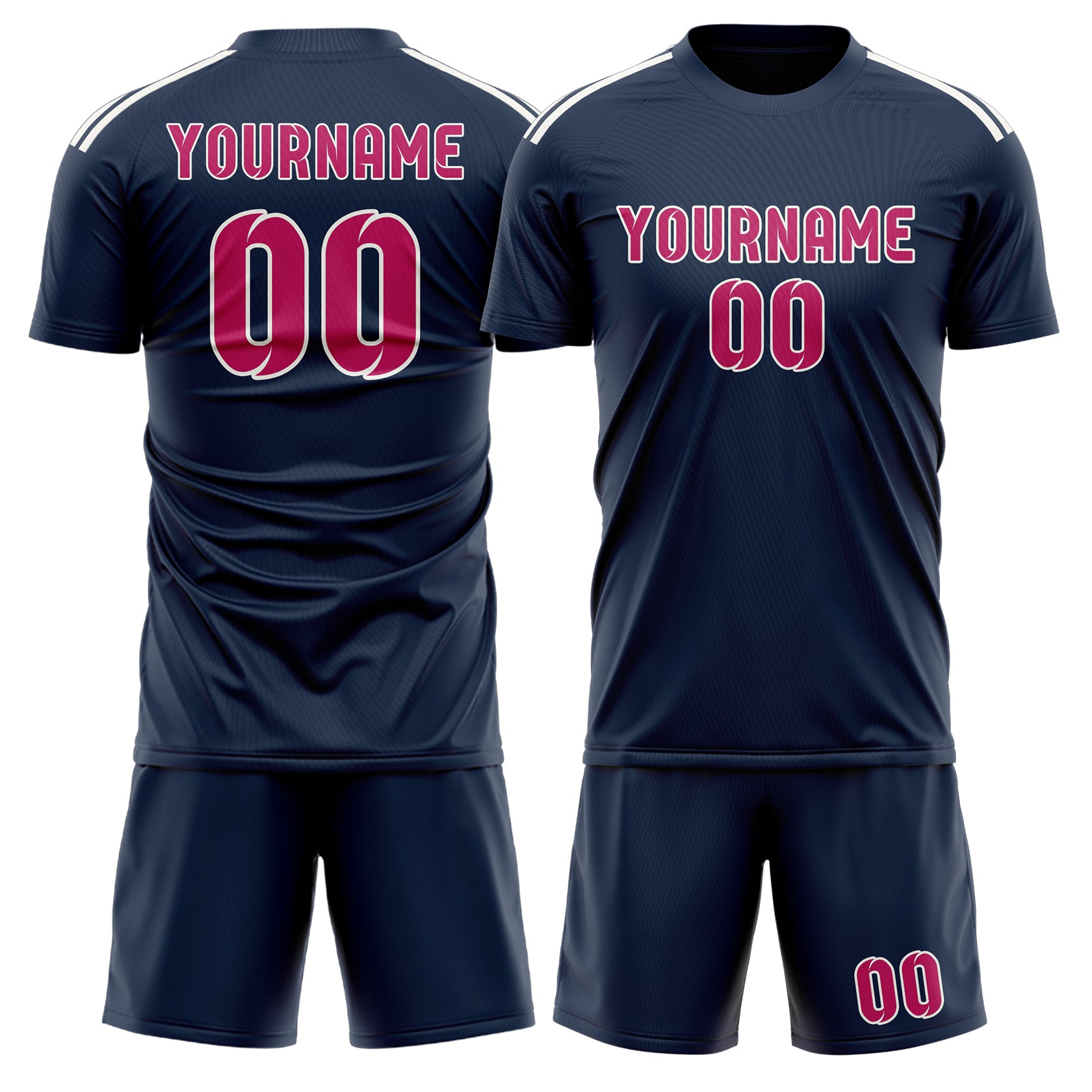 Maßgeschneidertes Professionelles Marineblau Rosarot Fußballtrikot-Set