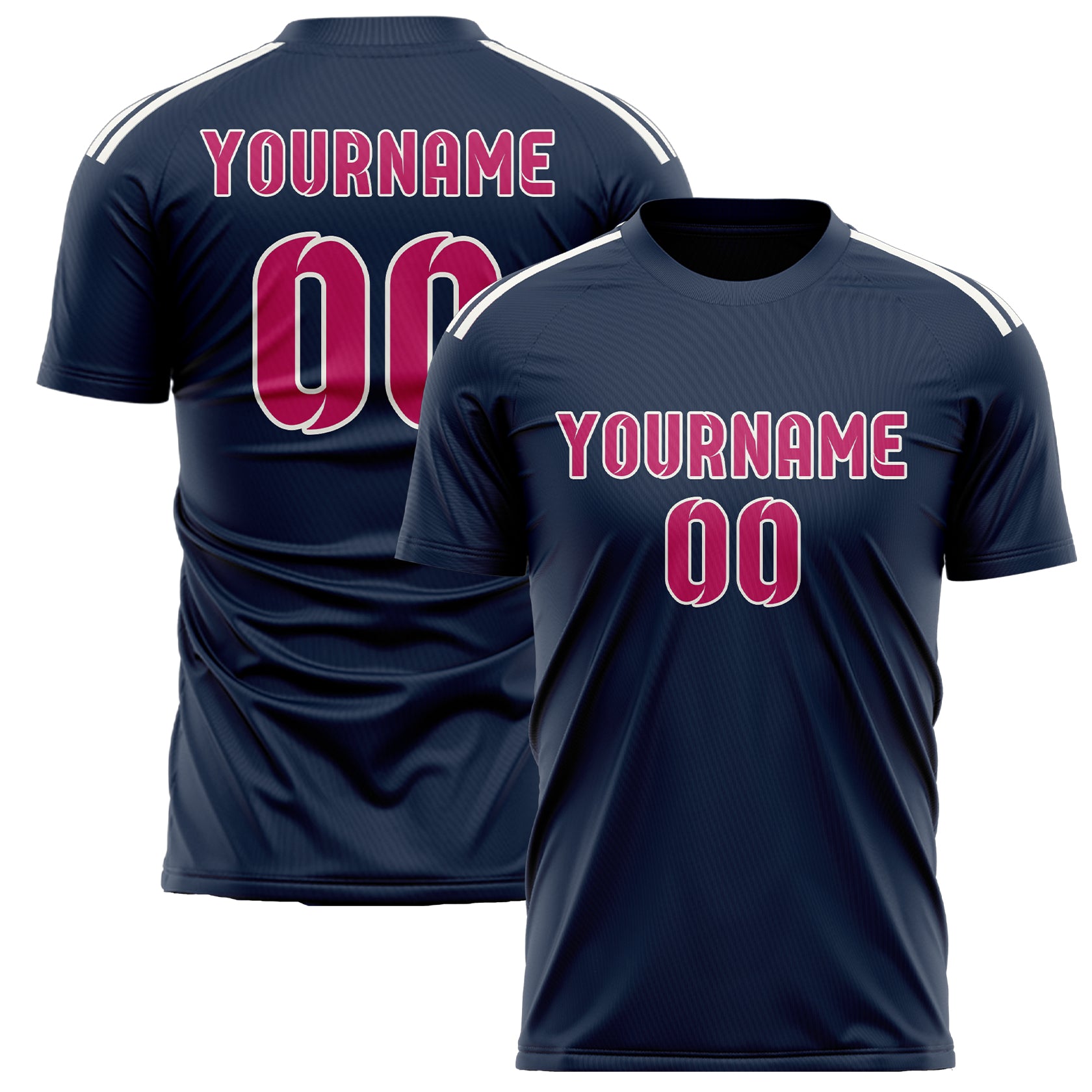 Benutzerdefiniertes Professionelles Marineblau Rosarot Fußballtrikot