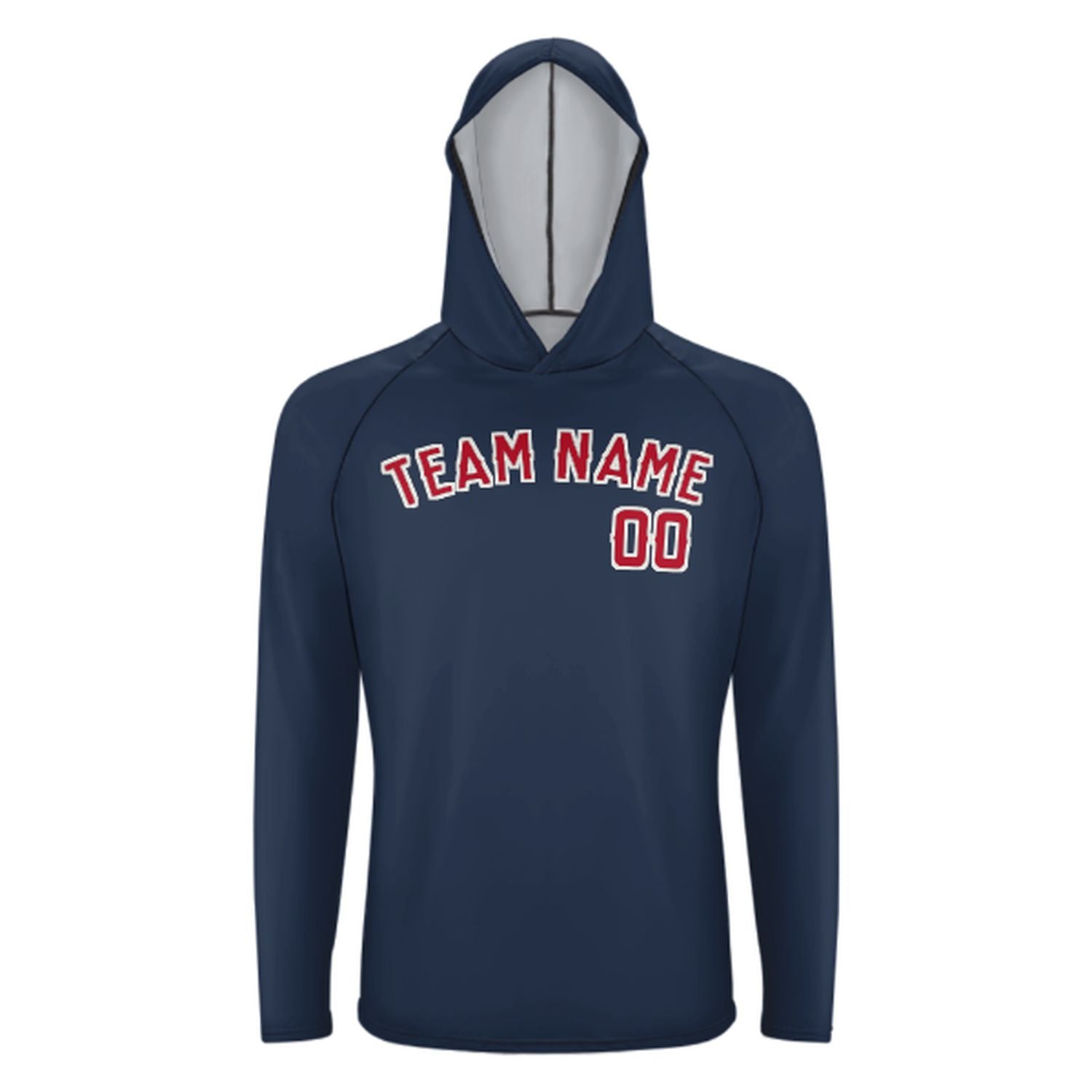 Maßgeschneidertes Marineblau Rot UV-Hoodie