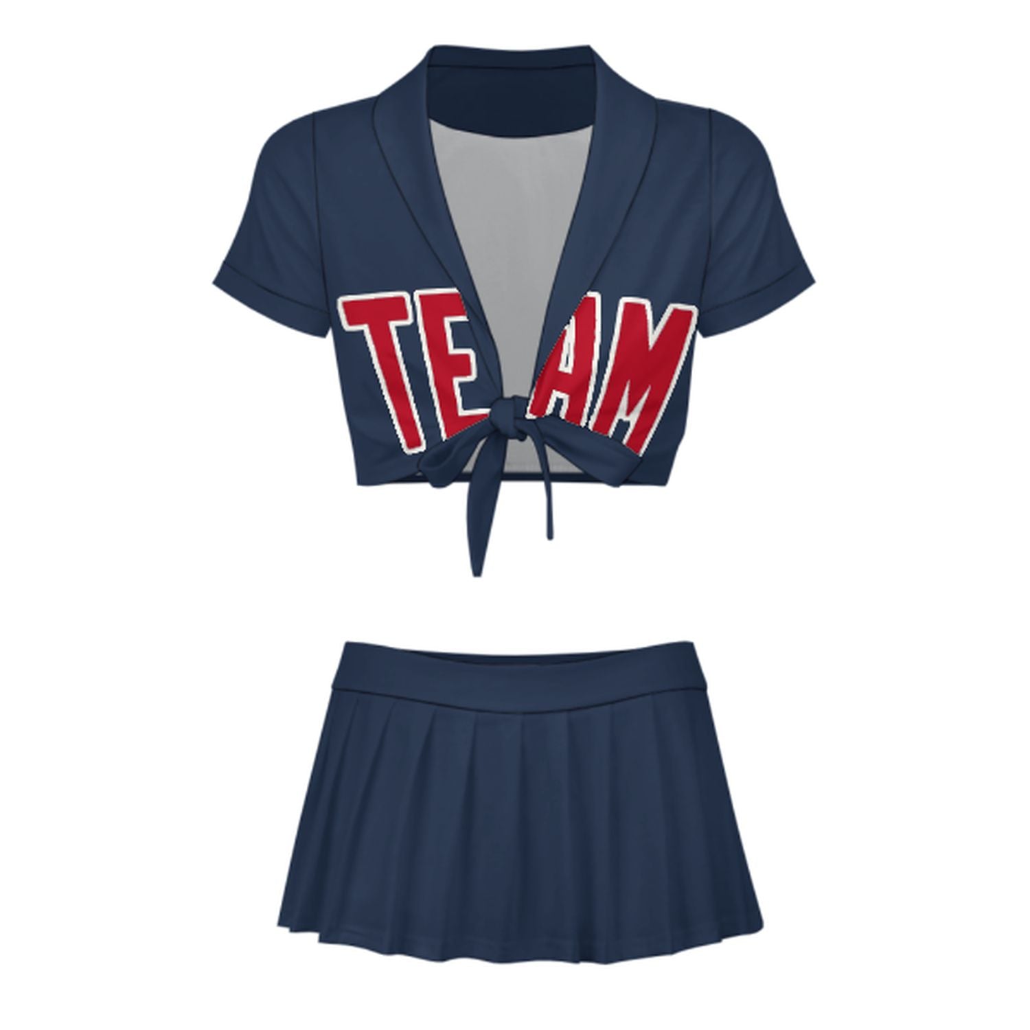 Completo da cheerleader personalizzato blu navy e rosso
