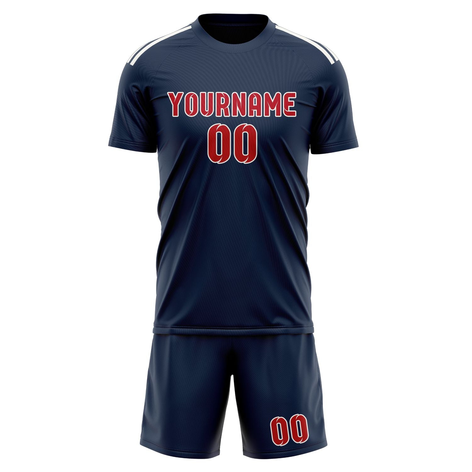 Maßgeschneidertes Professionelles Marineblau Rot Fußballtrikot-Set