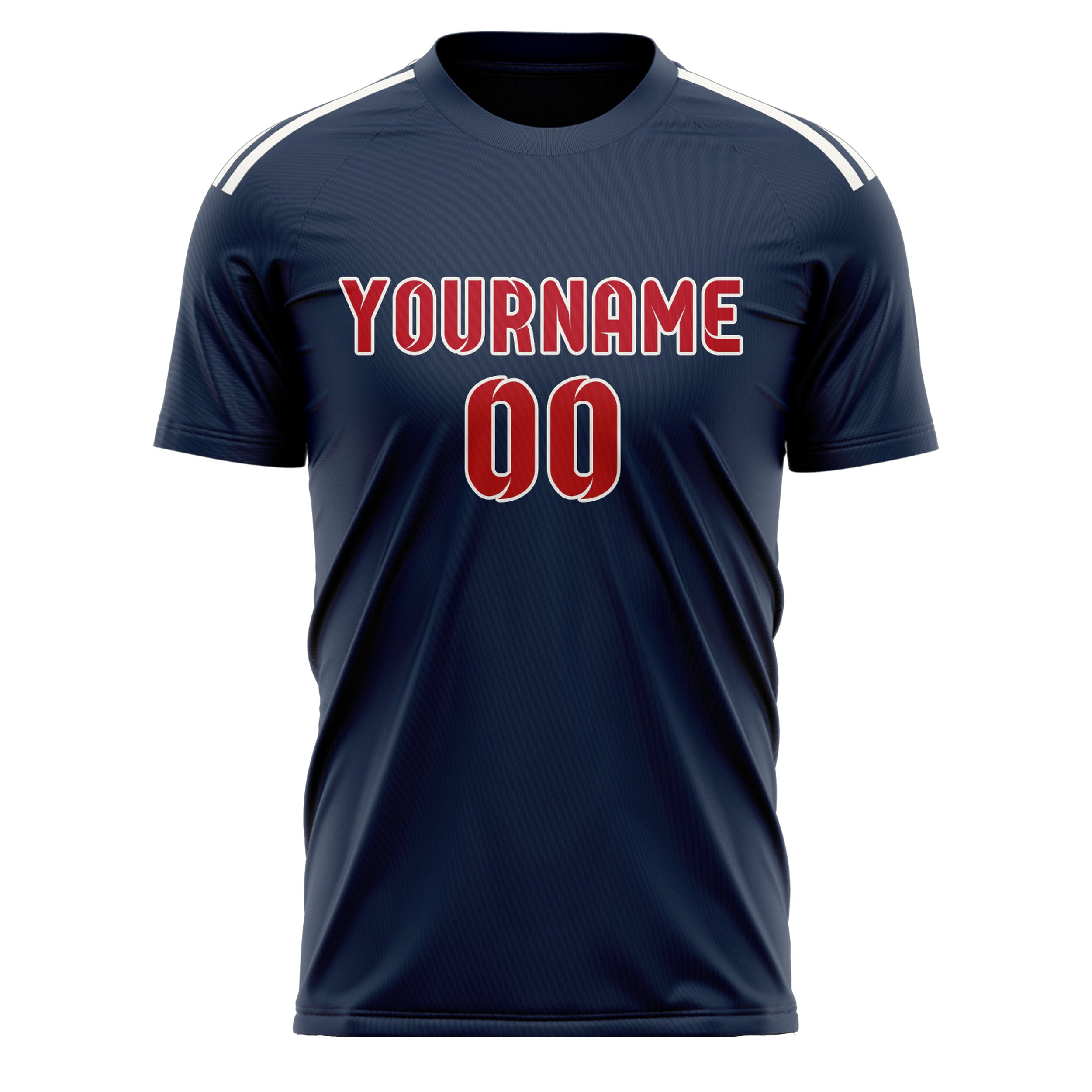 Benutzerdefiniertes Professionelles Marineblau Rot Fußballtrikot