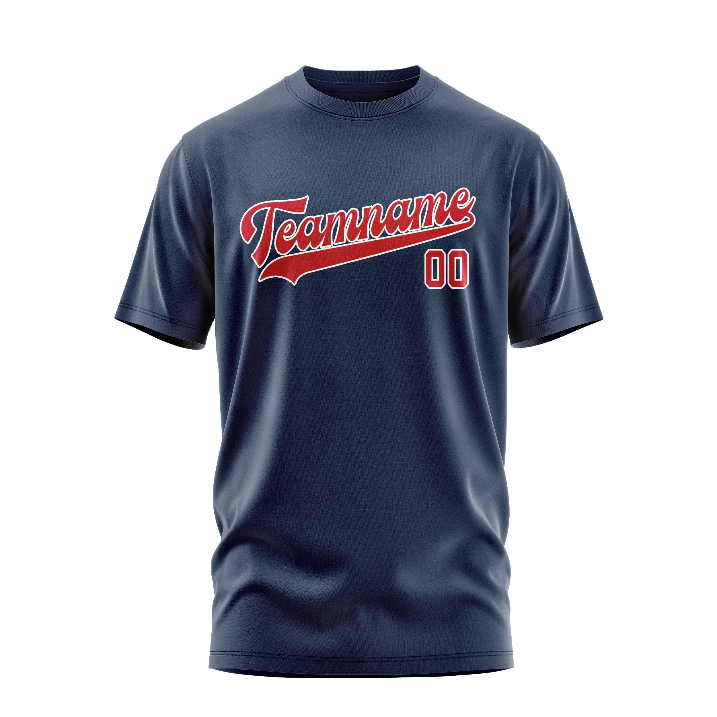 Maßgeschneidertes Marineblau Rot T-Shirt