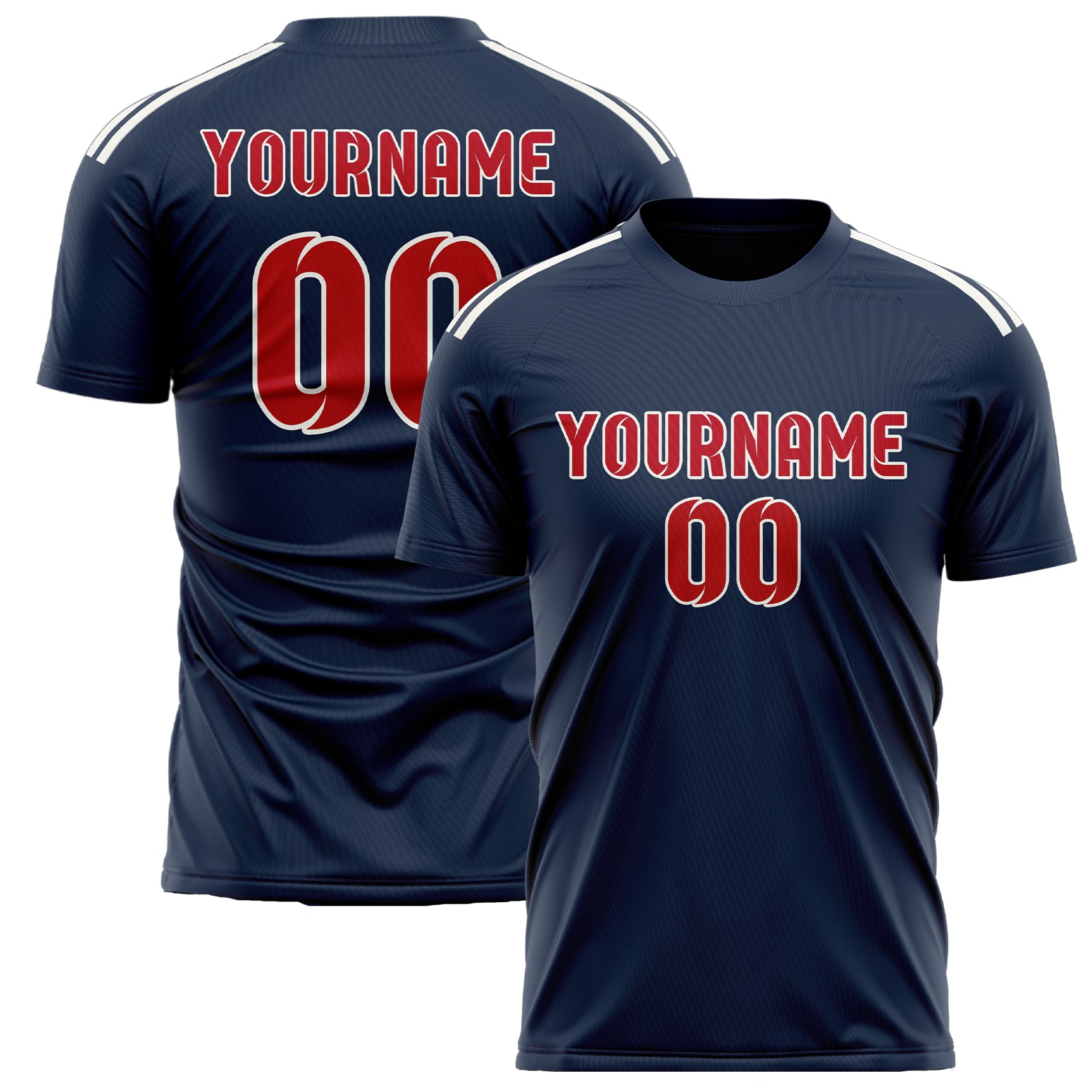 Benutzerdefiniertes Professionelles Marineblau Rot Fußballtrikot