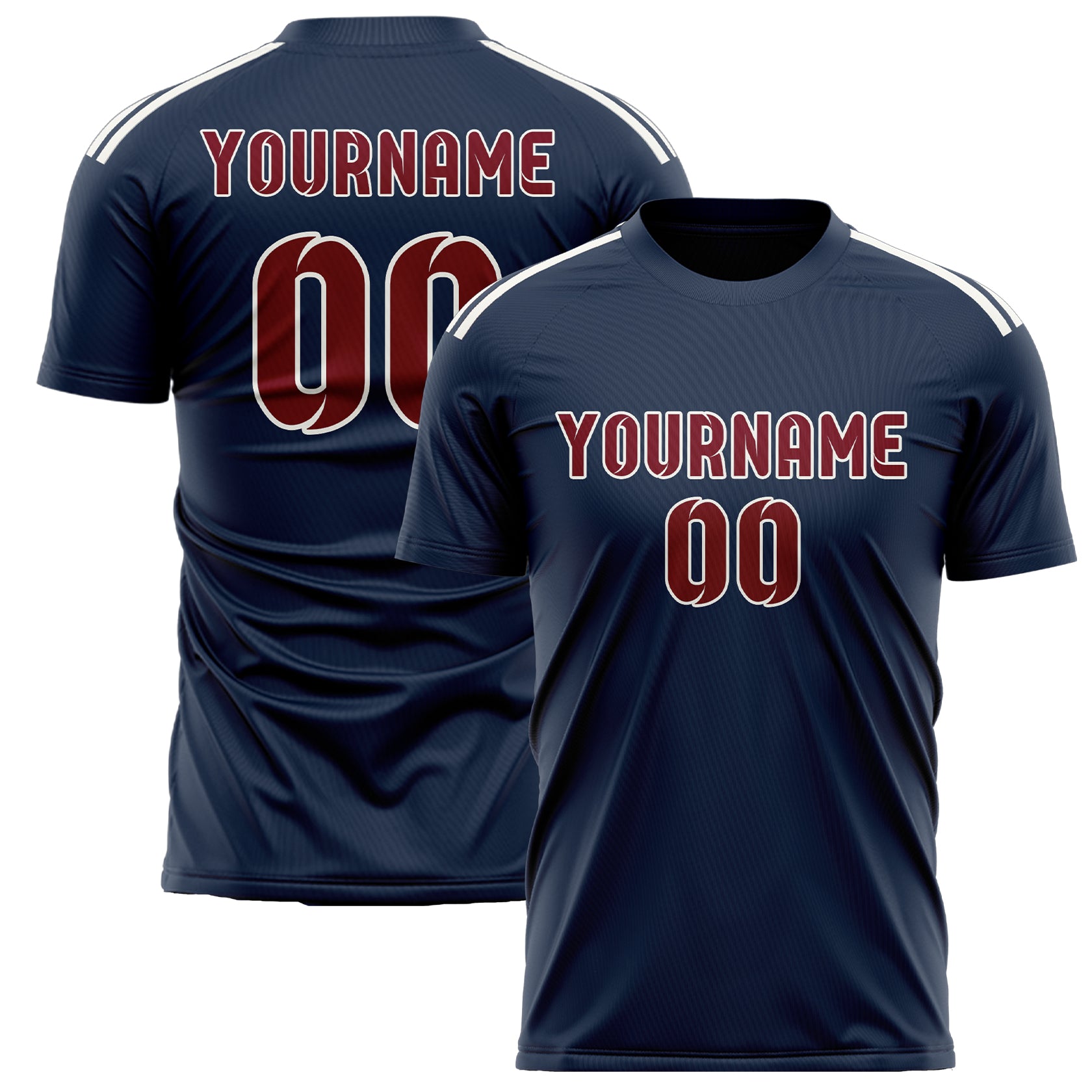 Benutzerdefiniertes Professionelles Marineblau Karmesinrot Fußballtrikot