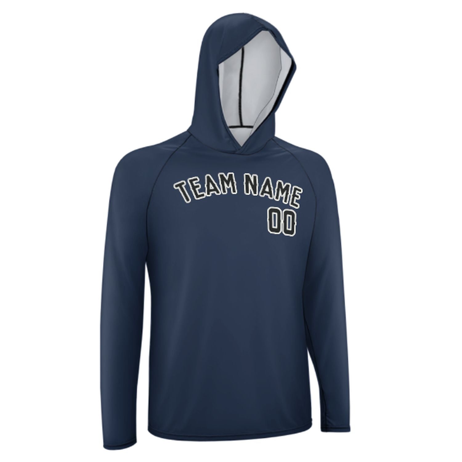 Maßgeschneidertes Marineblau Schwarz UV-Hoodie