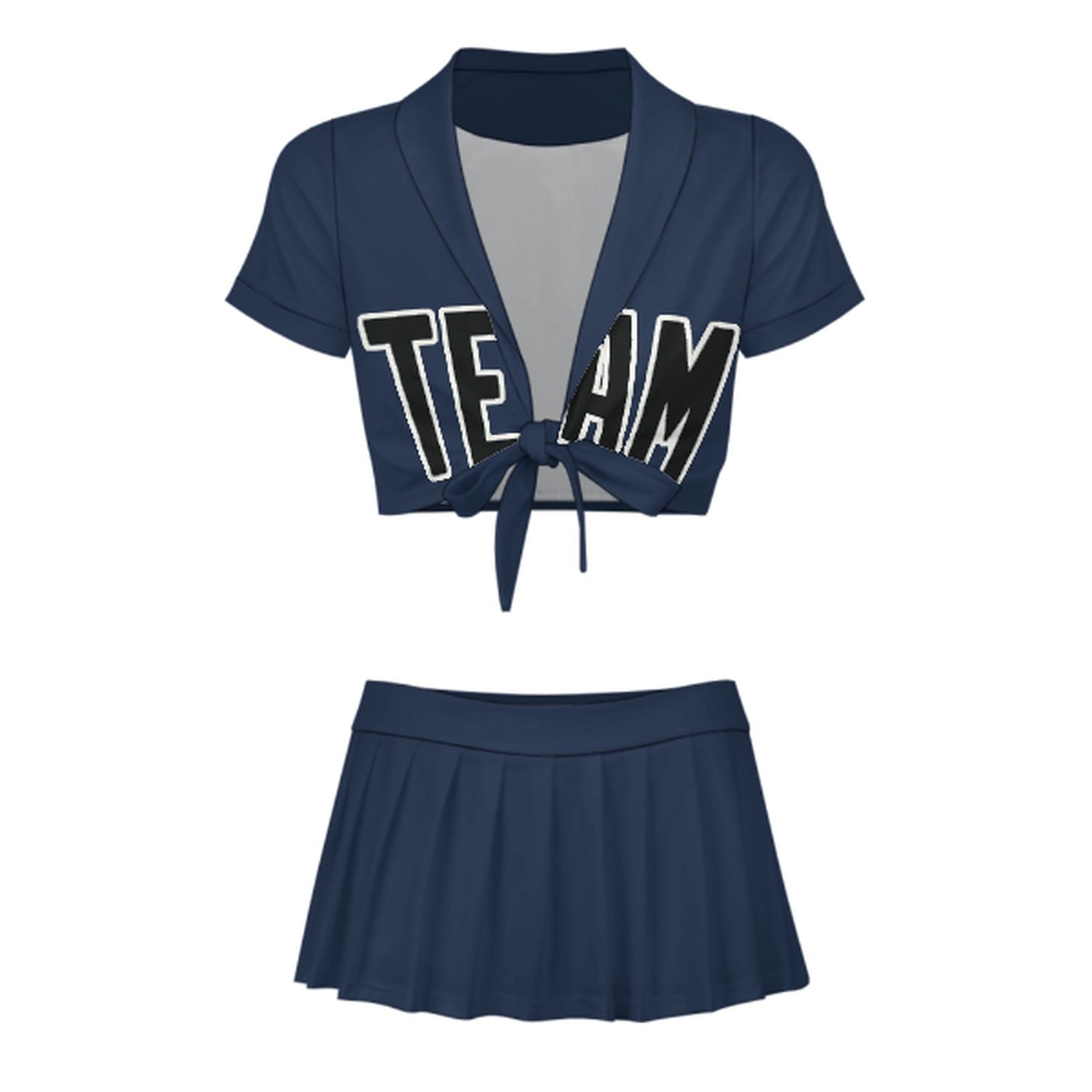 Completo da cheerleader personalizzato blu navy e nero