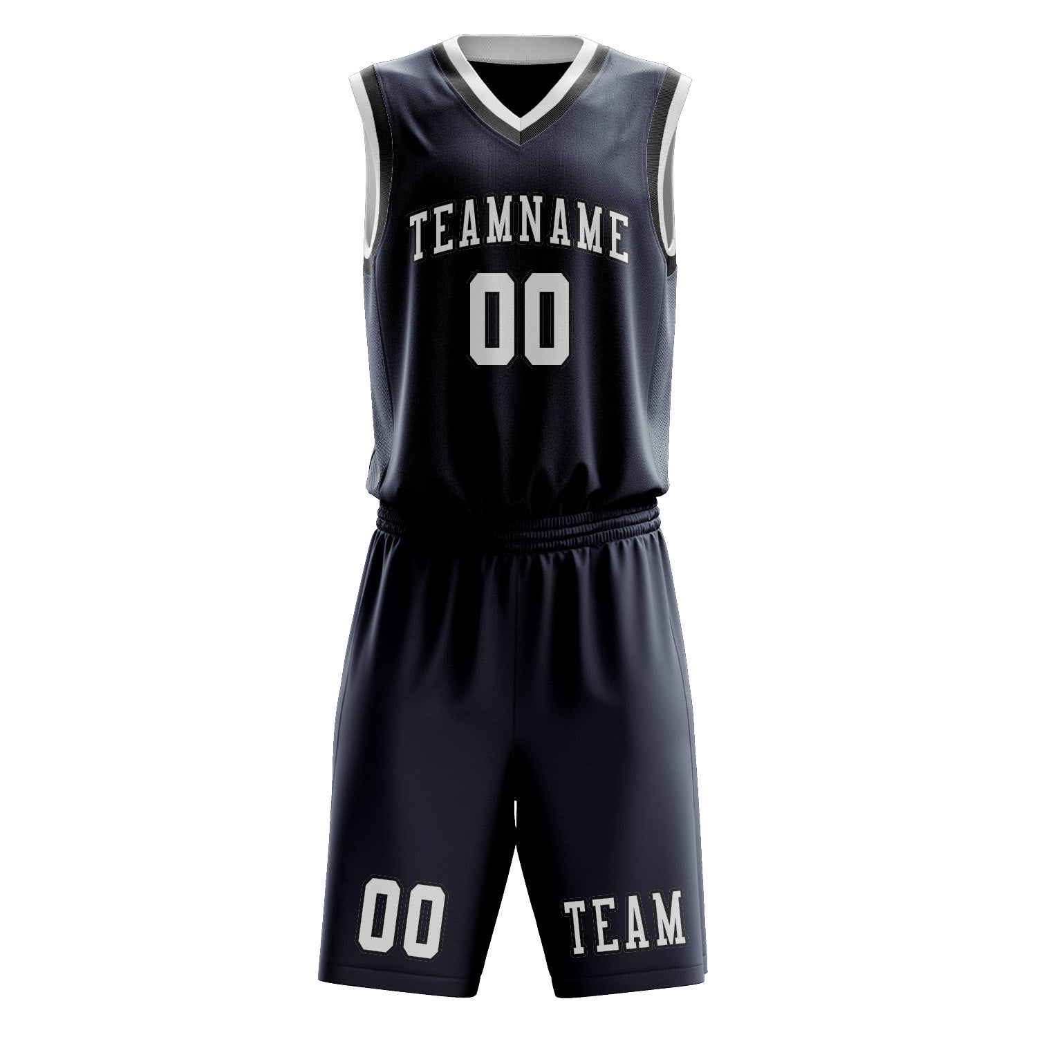 Benutzerdefiniertes Professionelles Marineblau Weiß Basketballtrikot-Set