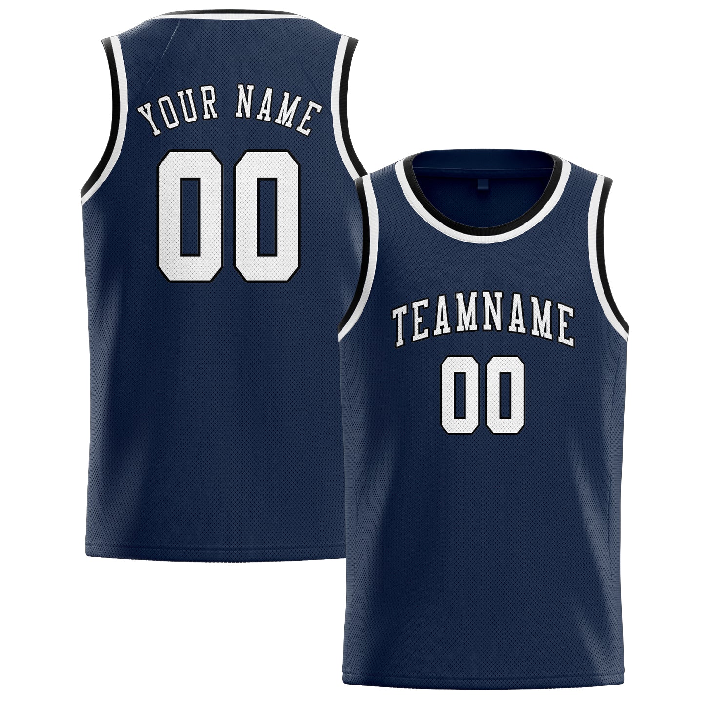 Benutzerdefiniertes Professionelles Marineblau Weiß Basketballtrikot