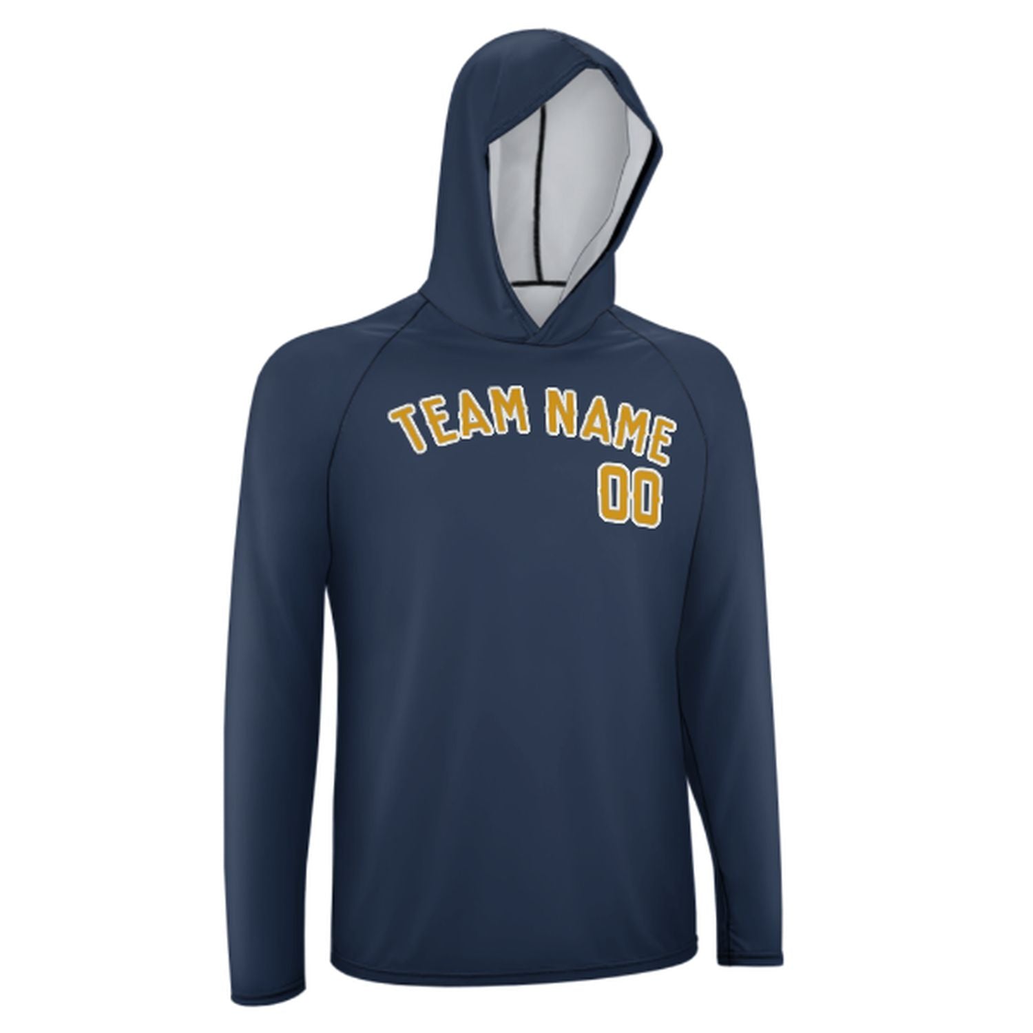 Maßgeschneidertes Marineblau Gelb UV-Hoodie