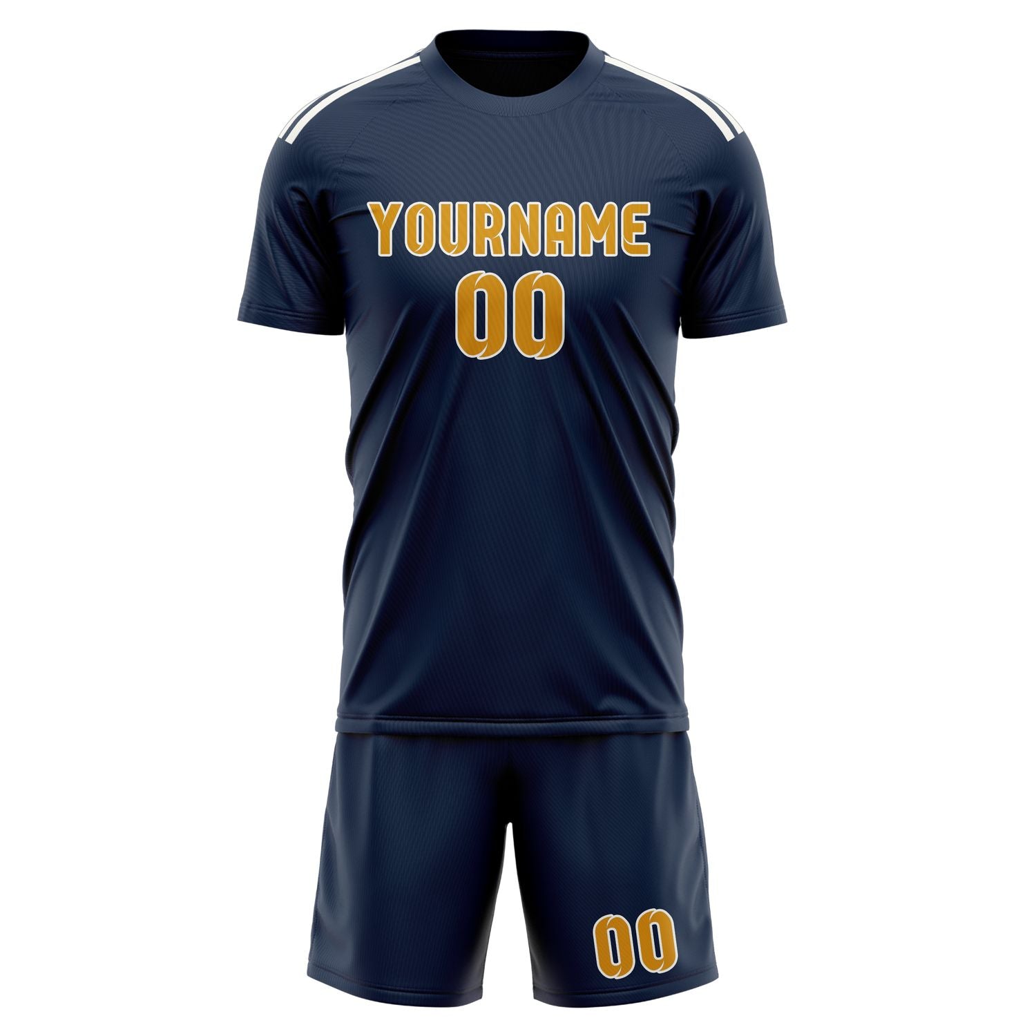 Maßgeschneidertes Professionelles Marineblau Gelb Fußballtrikot-Set