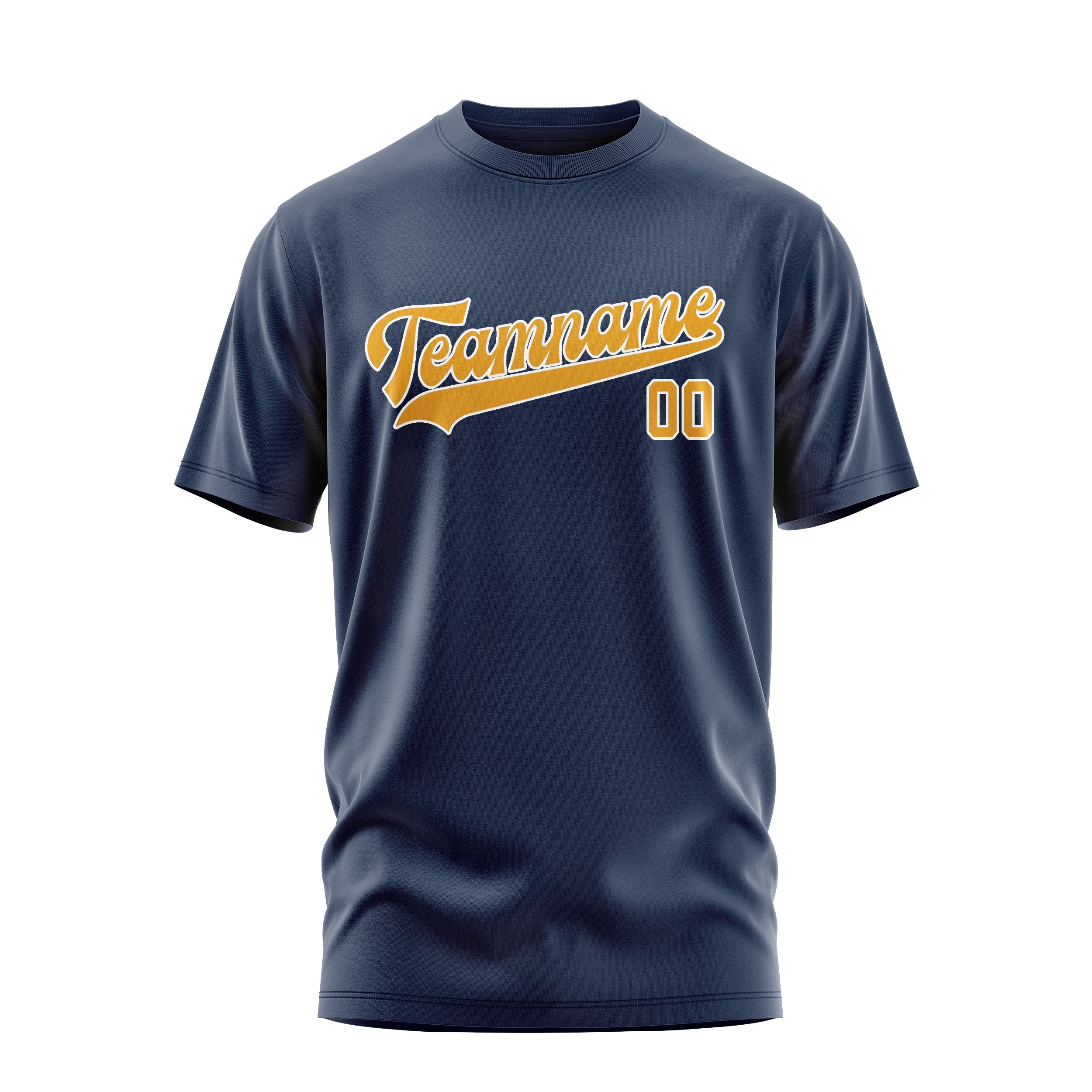 Maßgeschneidertes Marineblau Gelb T-Shirt