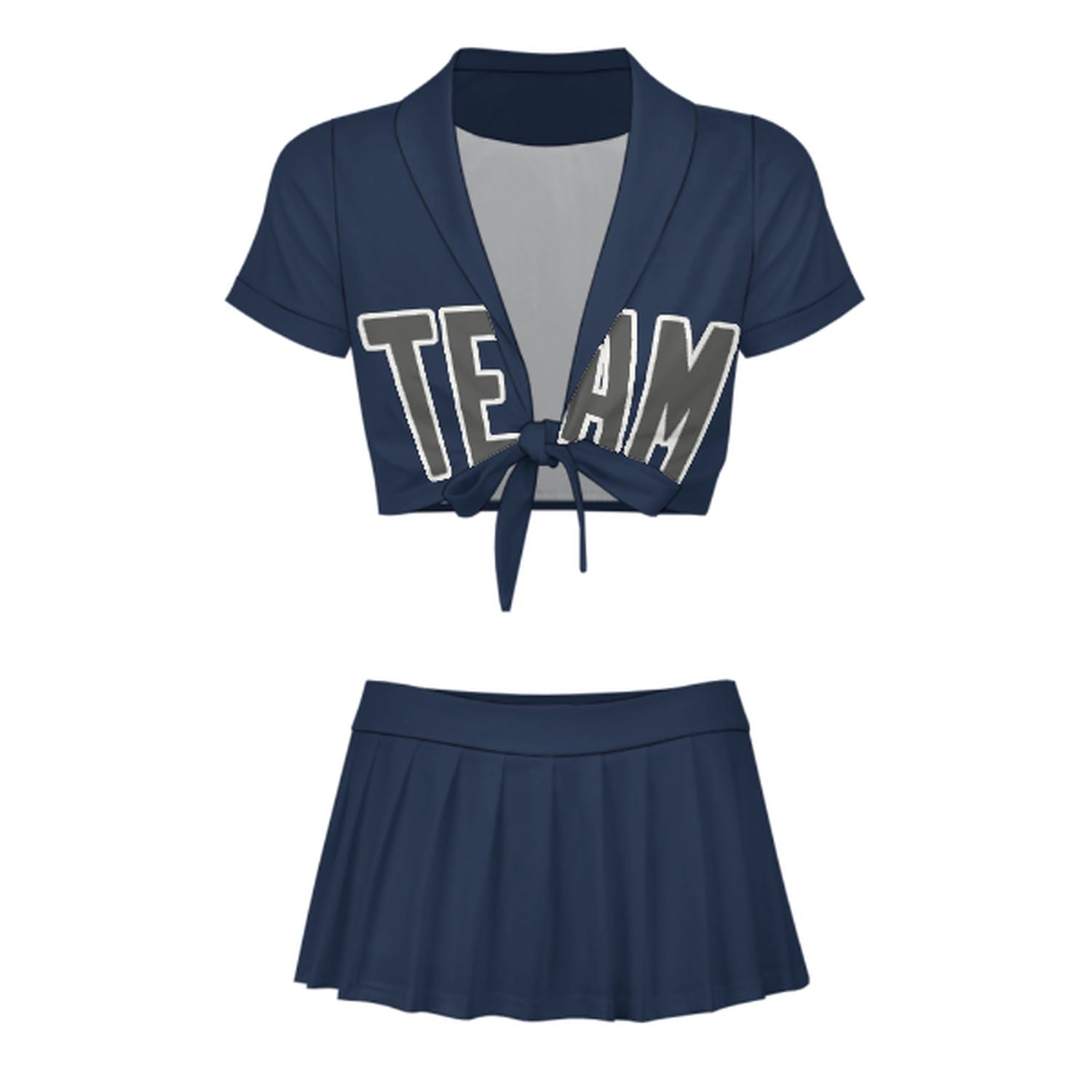 Completo da cheerleader personalizzato blu navy e grigio scuro